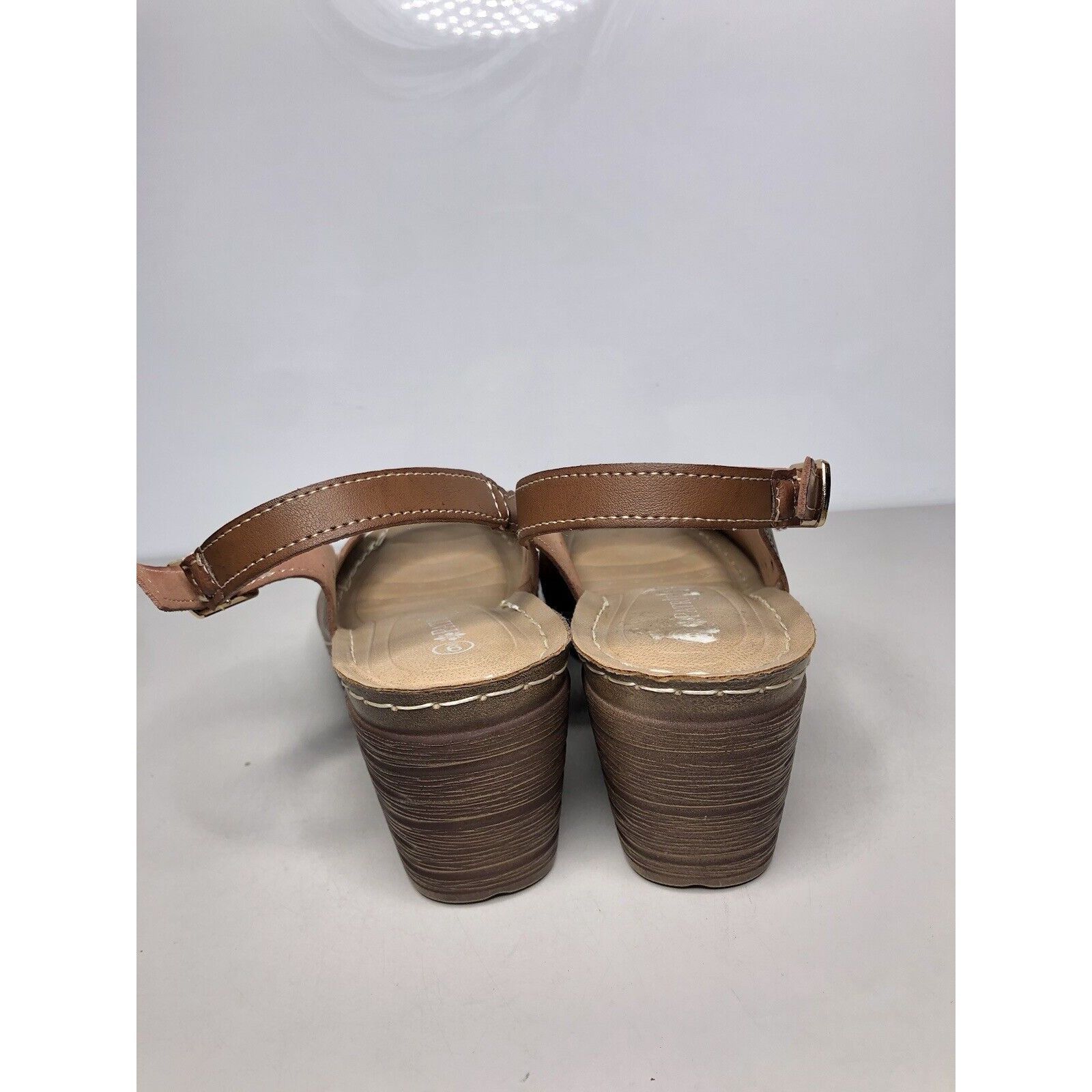 Spring Court Patrizia Spring Step Brown Leather Perforated Heel Sandals W Size US 9 / IT 39 - 3 Thumbnail