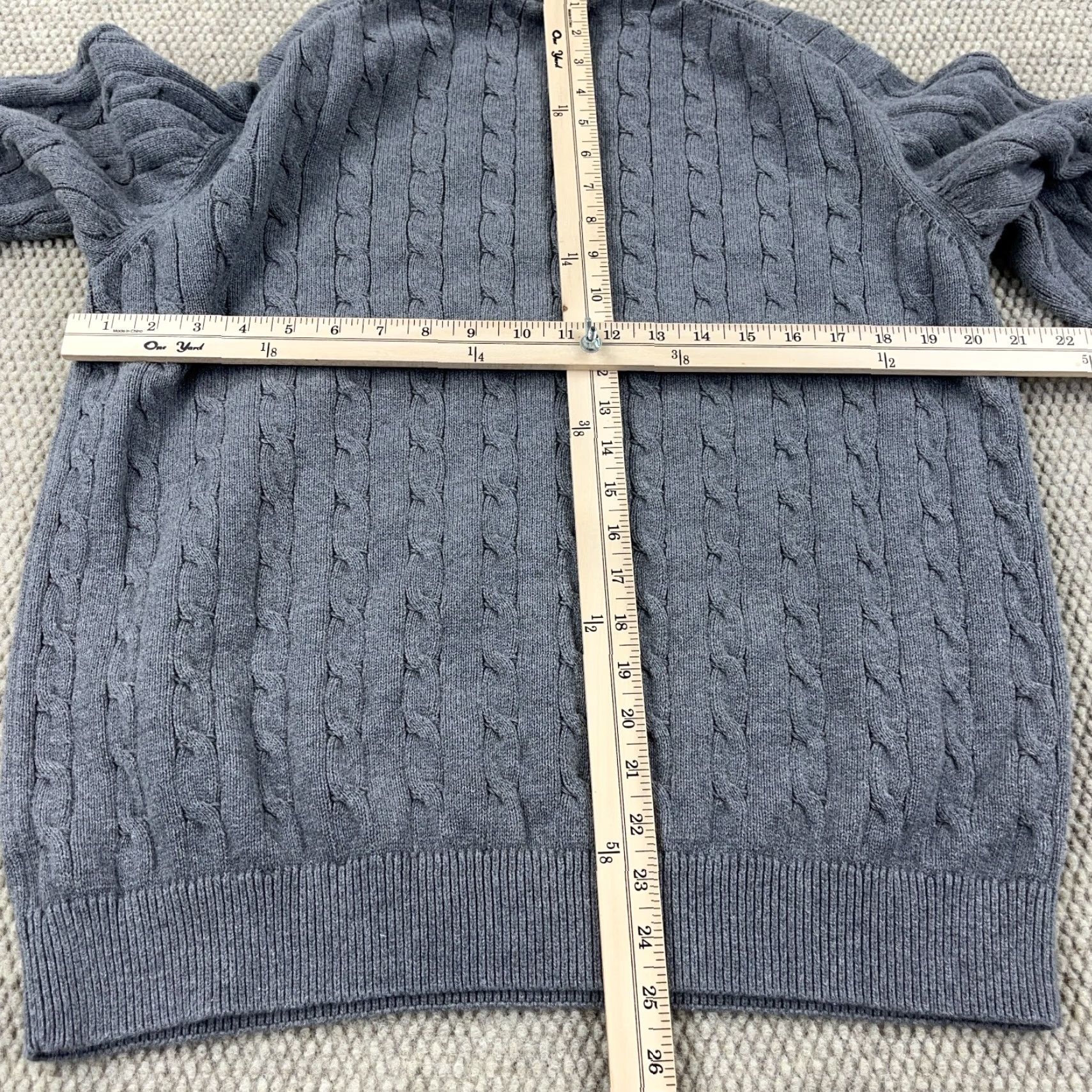 Chaps Chaps Sweater Men XL Gray Cable-Knit Crew Neck Pullover Solid Knit Embroidered Logo Regular American Classic Modern Christmas Teacher Nerd Size US XL / EU 56 / 4 - 6 Thumbnail