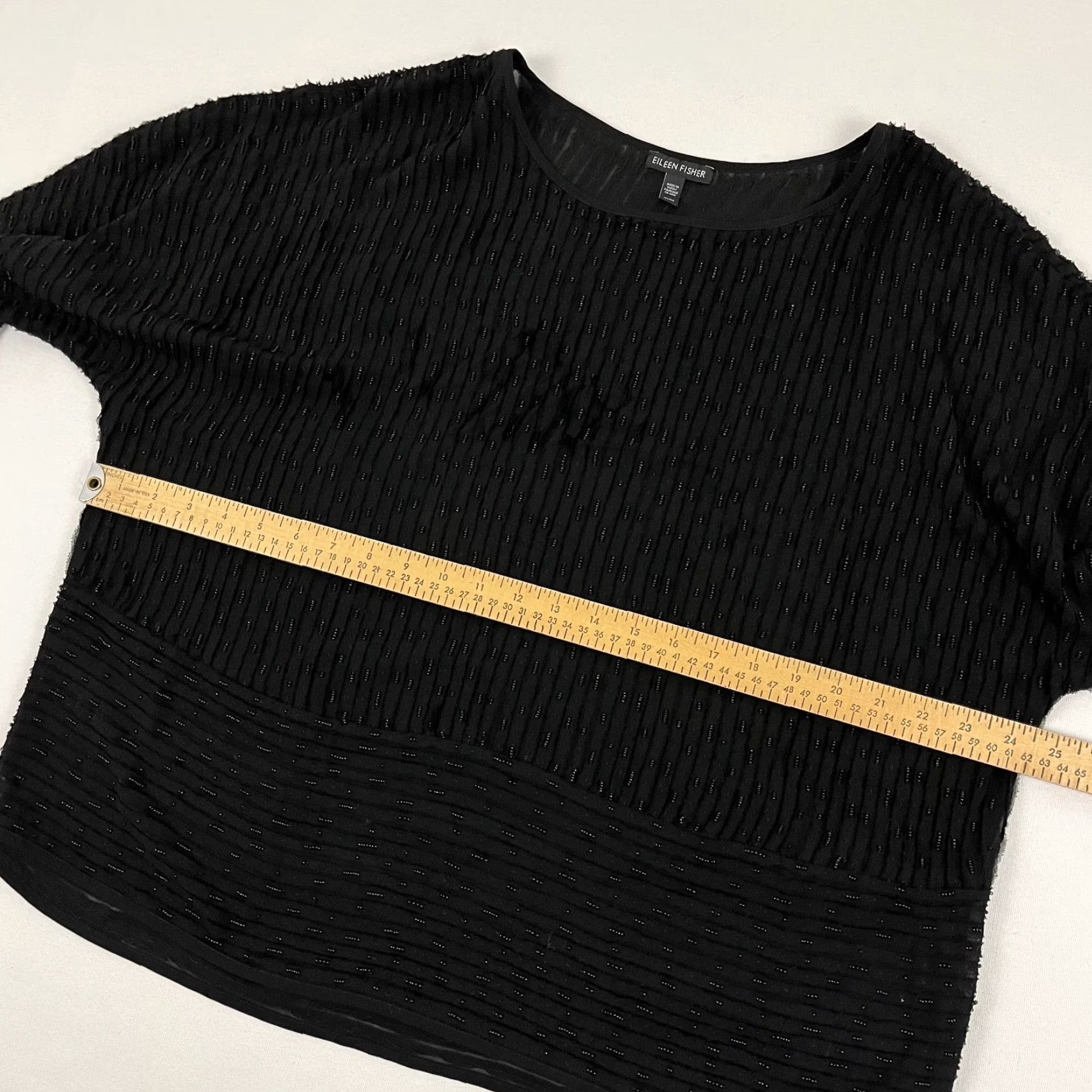 Eileen Fisher Eileen Fisher Blouse Womens Medium Black Beaded Silk Chiffon Lined Cocktail Top Size M / US 6-8 / IT 42-44 - 5 Thumbnail