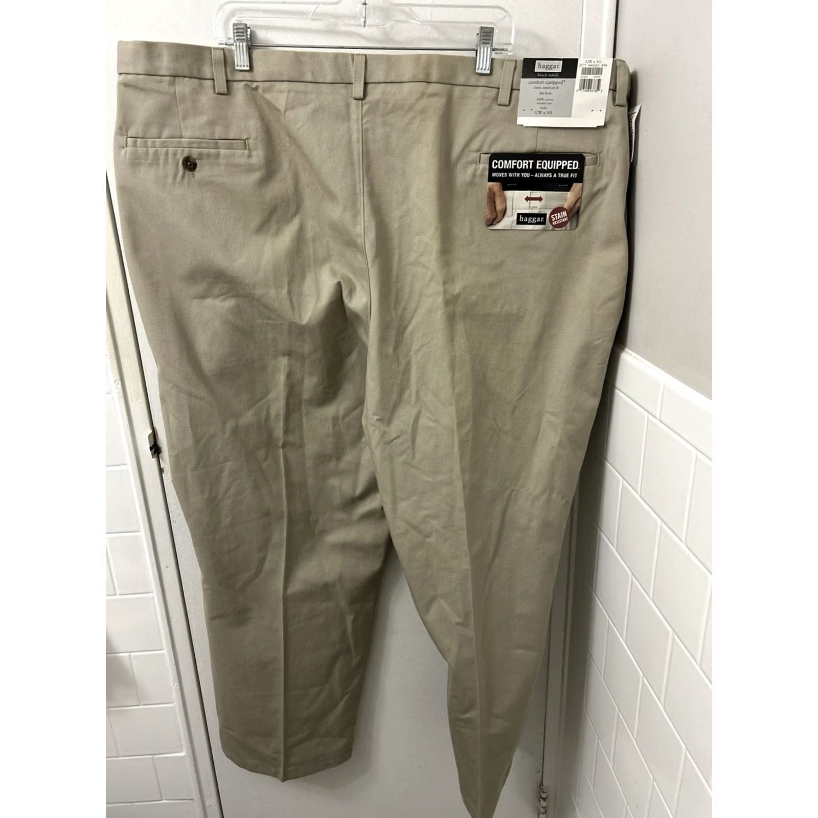 Haggar Haggar Black Label Pants Mens 52x30 Khaki Classic Fit YKK Comfort Equipped Slanted Pocket Flat Front 52 Beige Cotton Blend Modern Classic Mens Size US 36 / EU 52 - 2 Thumbnail