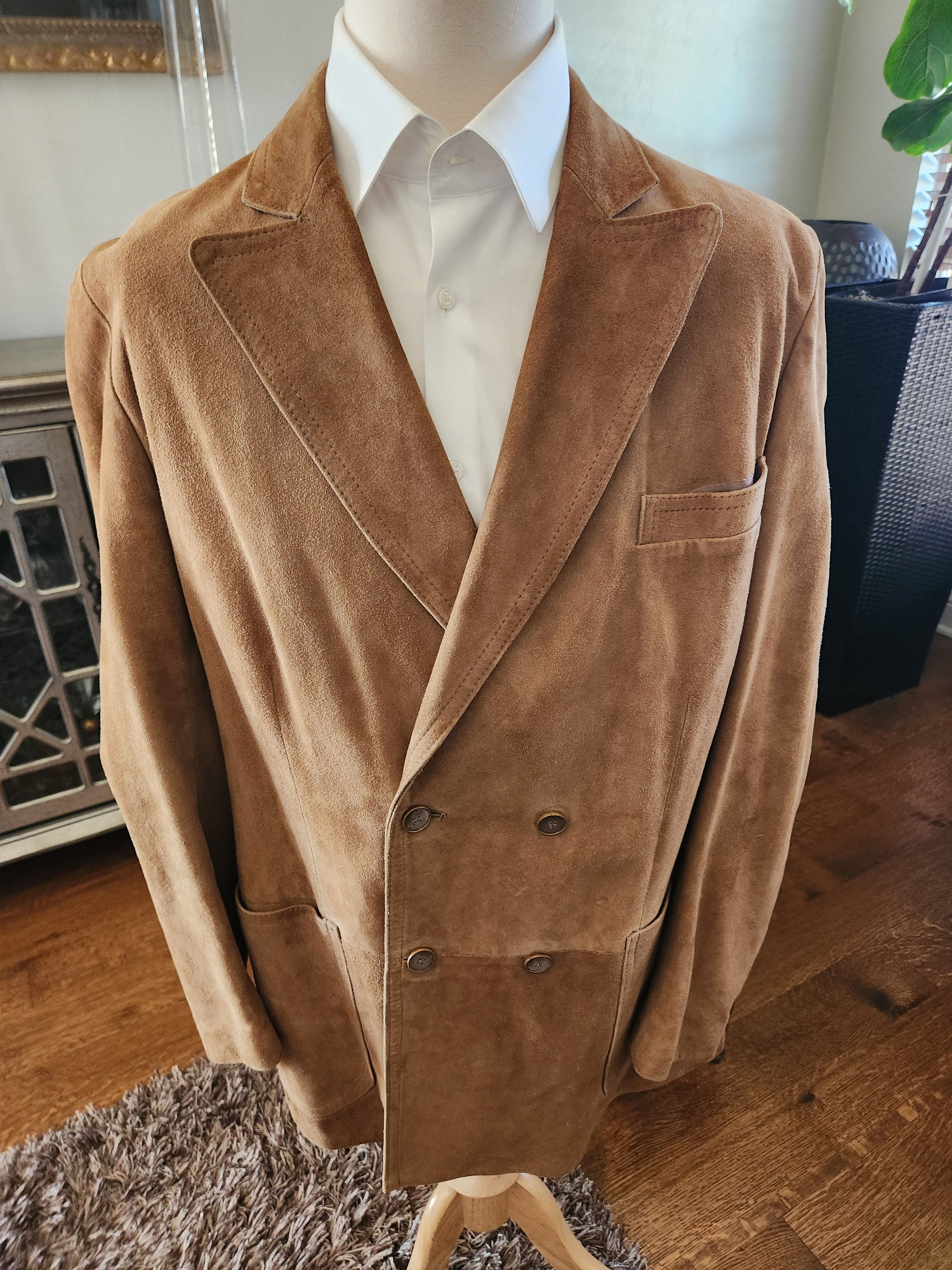 Other Vintage Custom-Made Suede Leather Double Breasted Blazer Size 44R - 1 Thumbnail