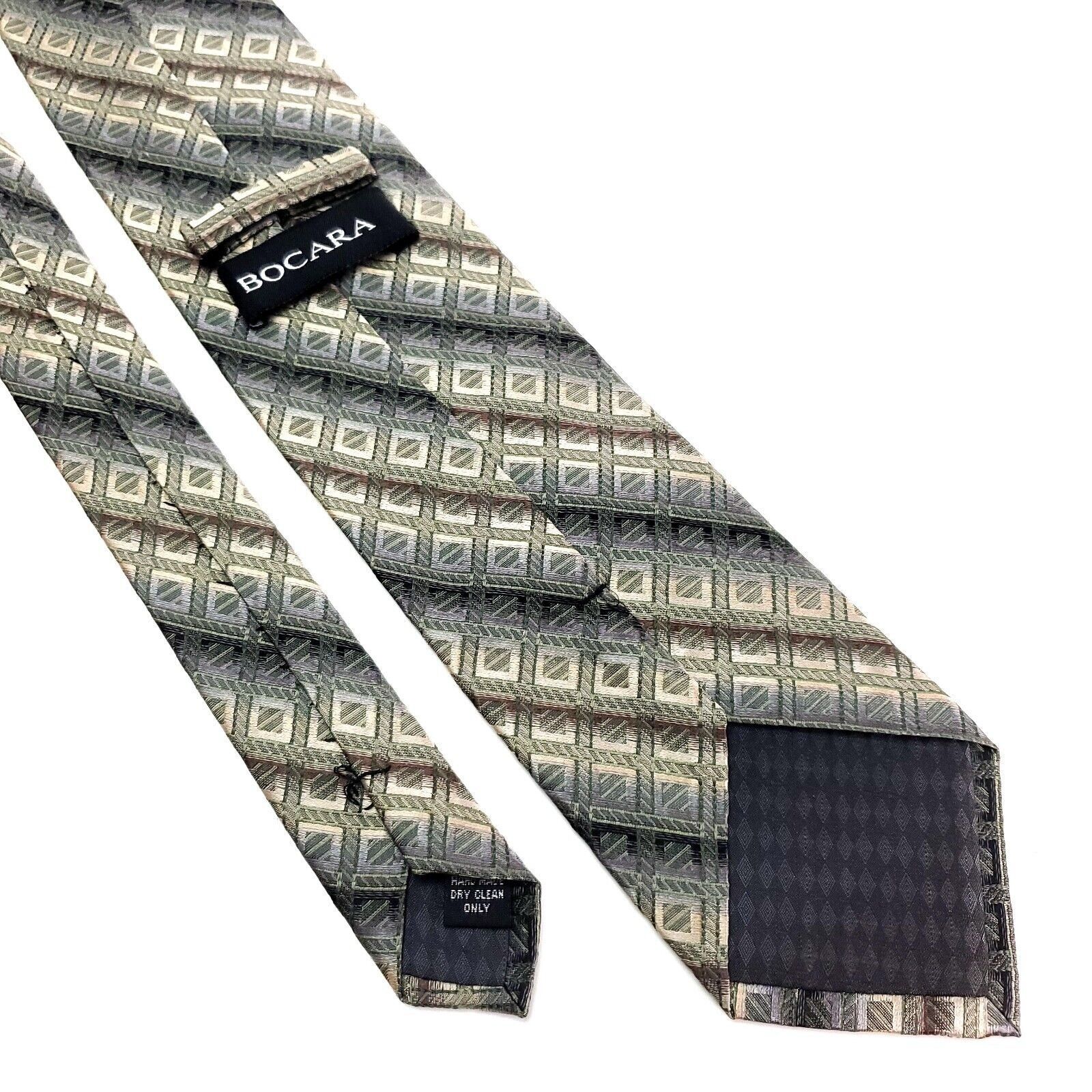 Vintage Bocara Silk Tie Woven Tan Geometric Size ONE SIZE - 5 Thumbnail