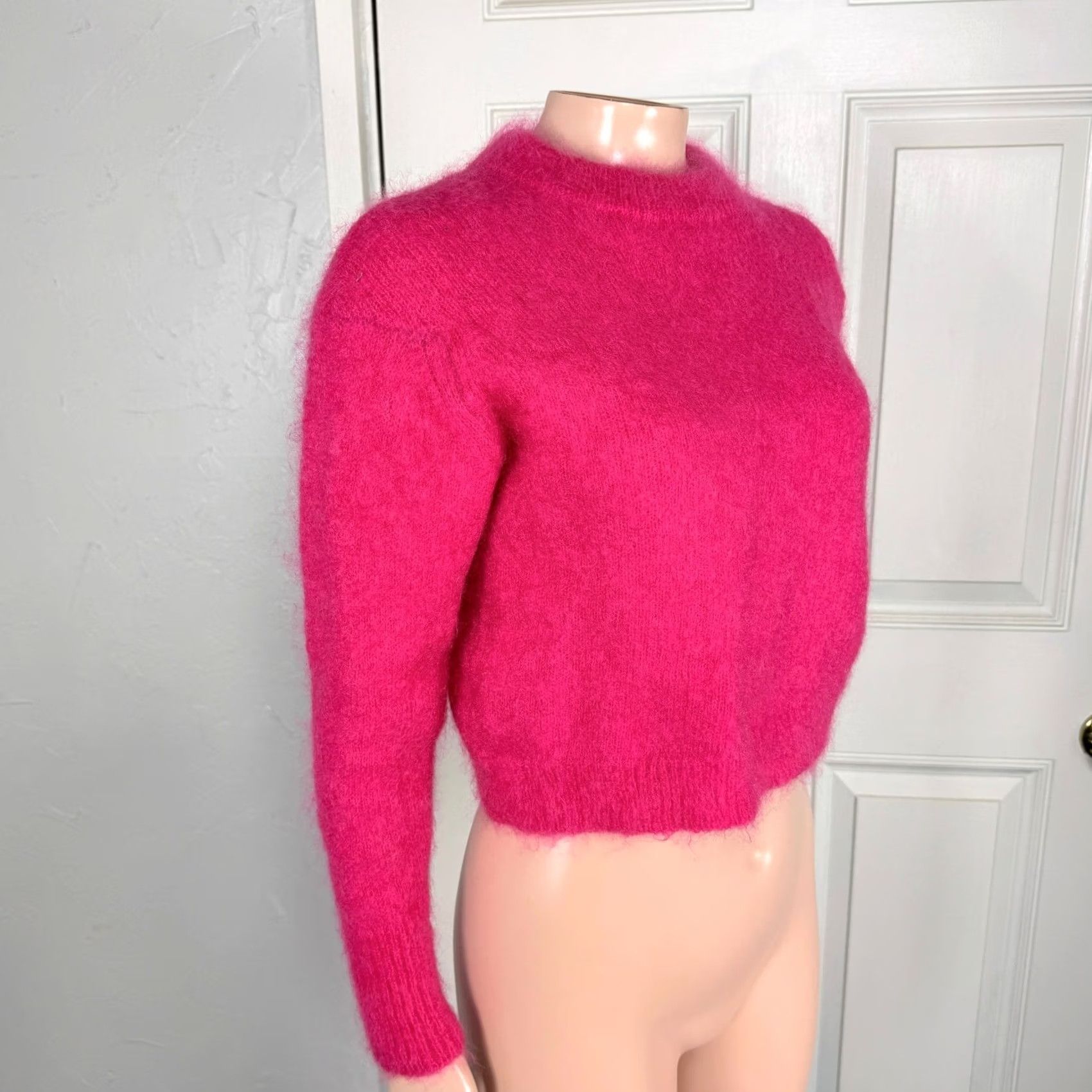 Vintage Wilfred Women's Sweater Crew Neck Knit Pink 2XS XS Mohair Fuzzy Pullover Tight-Knit Casual Winter Autumn Spring Summer Knit BRIGHT Z17 Womens Size XXS / US 00 / IT 34 - 4 Thumbnail