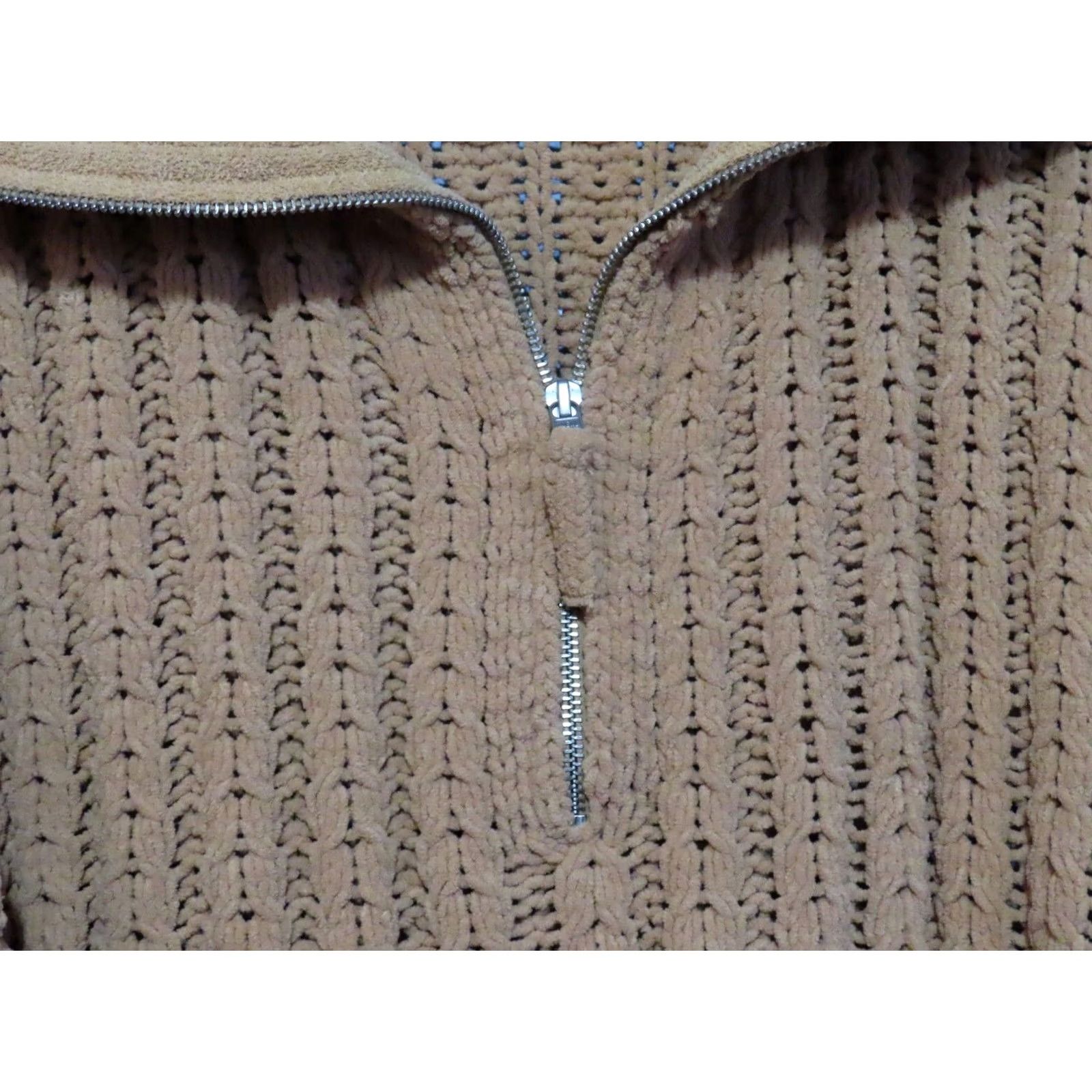 Vintage Aerie Women's M Brown 1/2 Zip Loose Knit Long Sleeve Sweater Shirt Size M / US 6-8 / IT 42-44 - 4 Thumbnail
