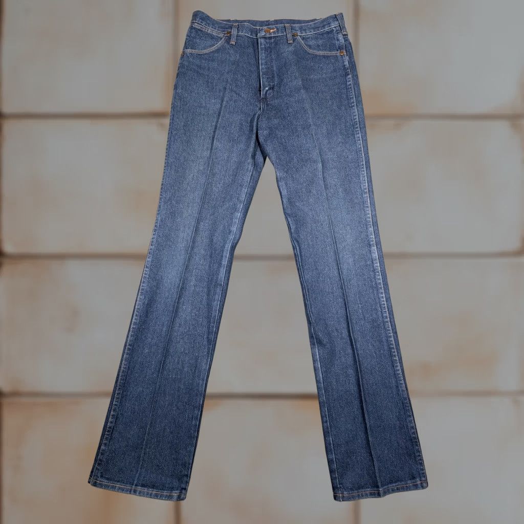 Wrangler Vintage Wrangler Jeans Mens 34x36 Blue 936PWD Cowboy Cut Western Straight Denim Cotton Five Pocket Zip Drive: USA Made - 1990s Style Mens Jeans Size US 34 / EU 50 - 1 Thumbnail
