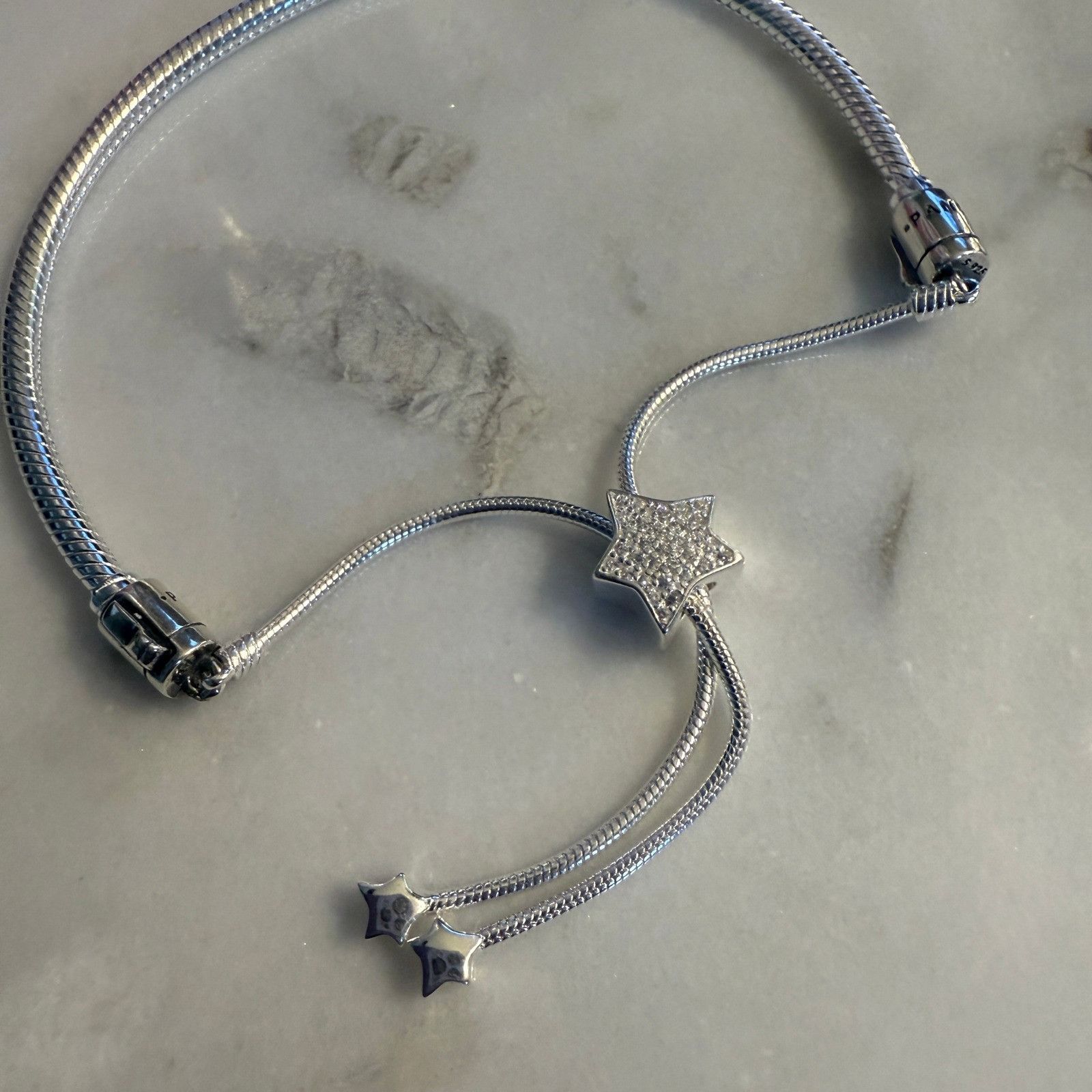 pandora Authentic Pandora Sterling Silver Slider Bracelet Pavé Star Size ONE SIZE - 5 Thumbnail