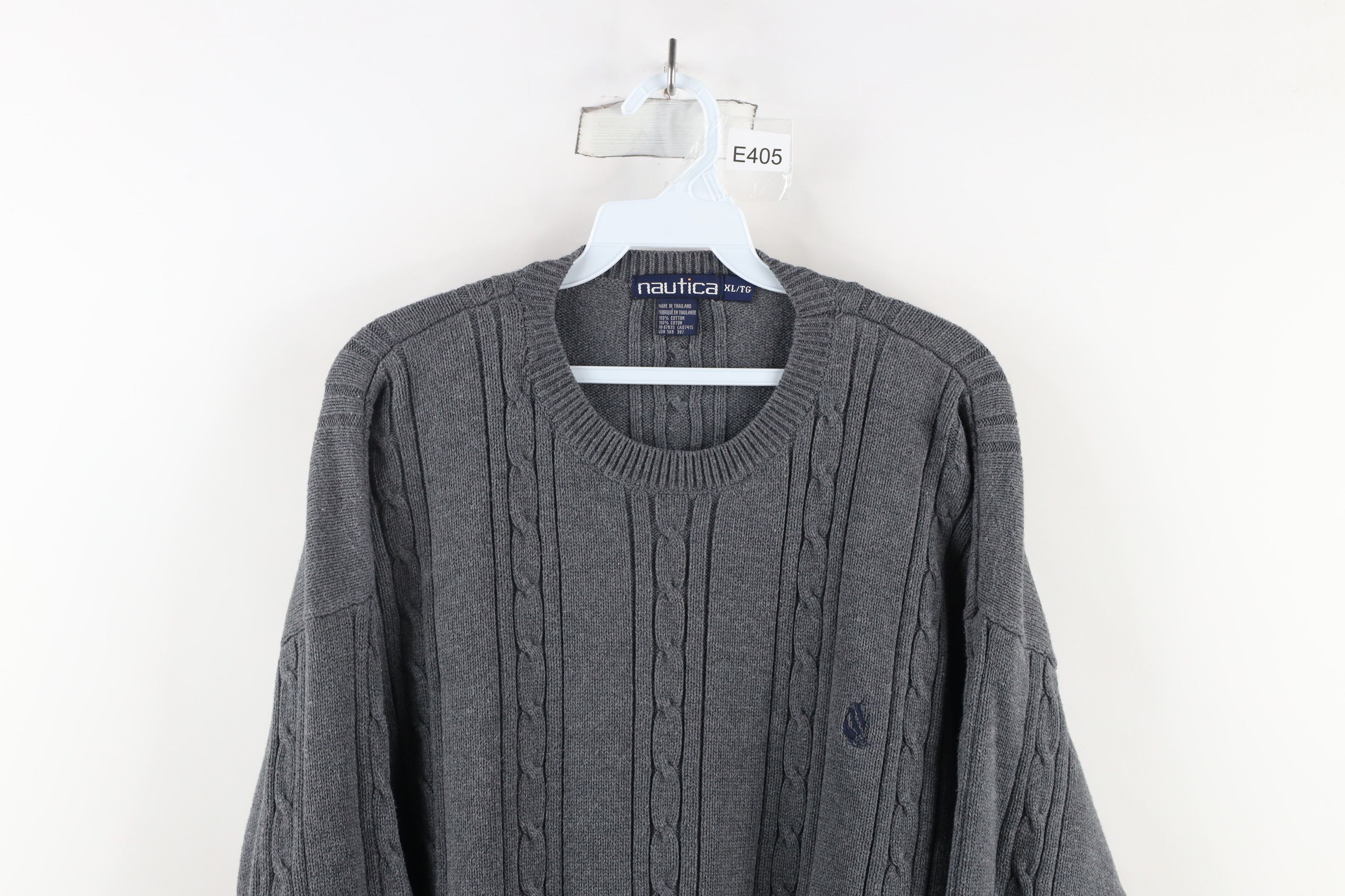 Nautica × Vintage Vintage 90s Nautica Chunky Cable Knit Crewneck Sweater Gray Size US XL / EU 56 / 4 - 2 Thumbnail