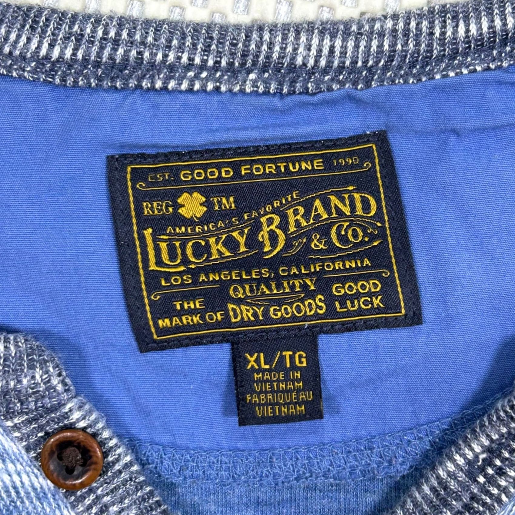 Lucky Brand Lucky Brand Henley Shirt Long Sleeve Raglan Knit Top Blue Womens XL Size XL / US 12-14 / IT 48-50 - 5 Thumbnail
