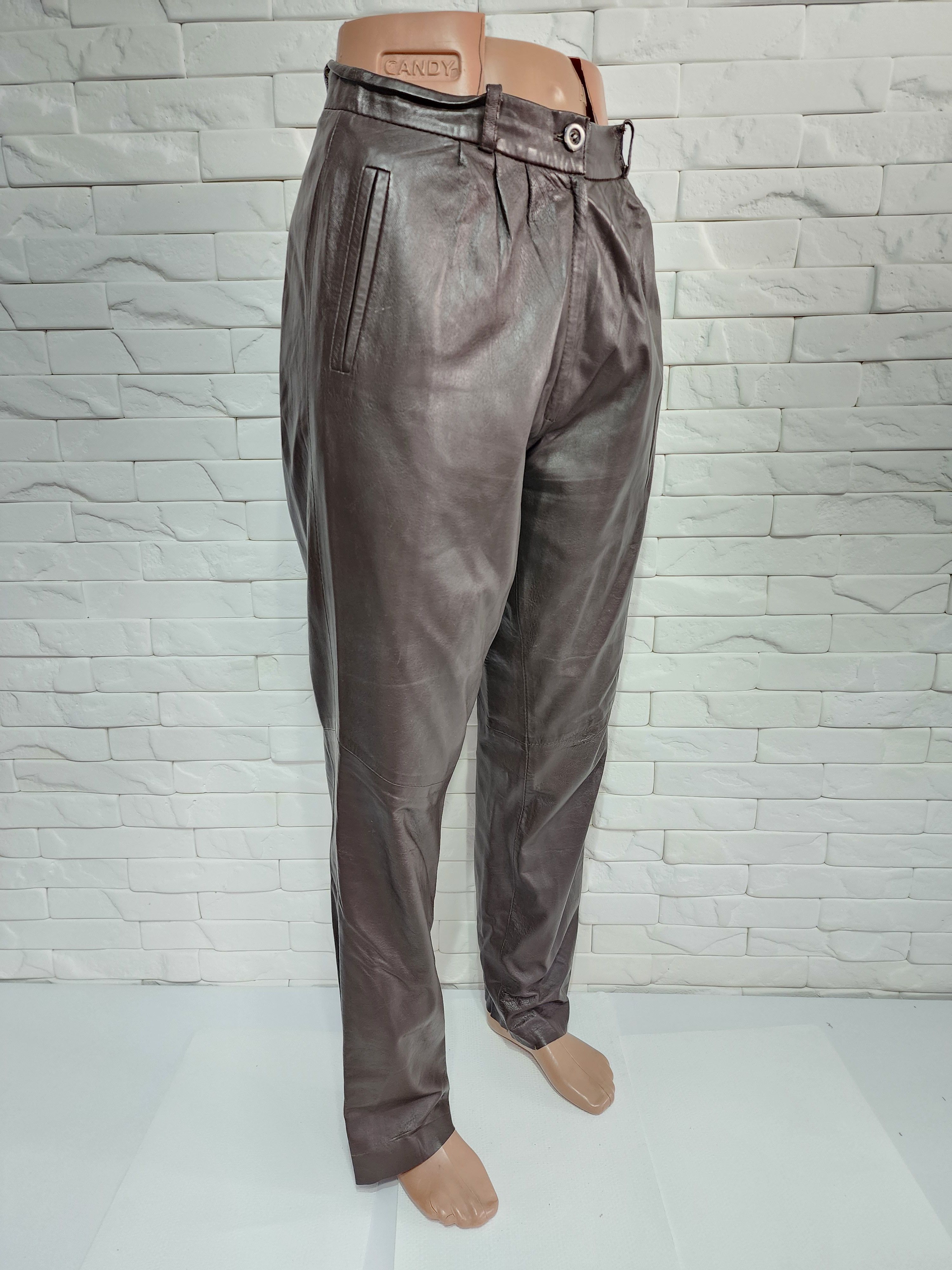 Other Brown women's leather pants with pockets. Size 30" / US 8 / IT 44 - 2 Thumbnail
