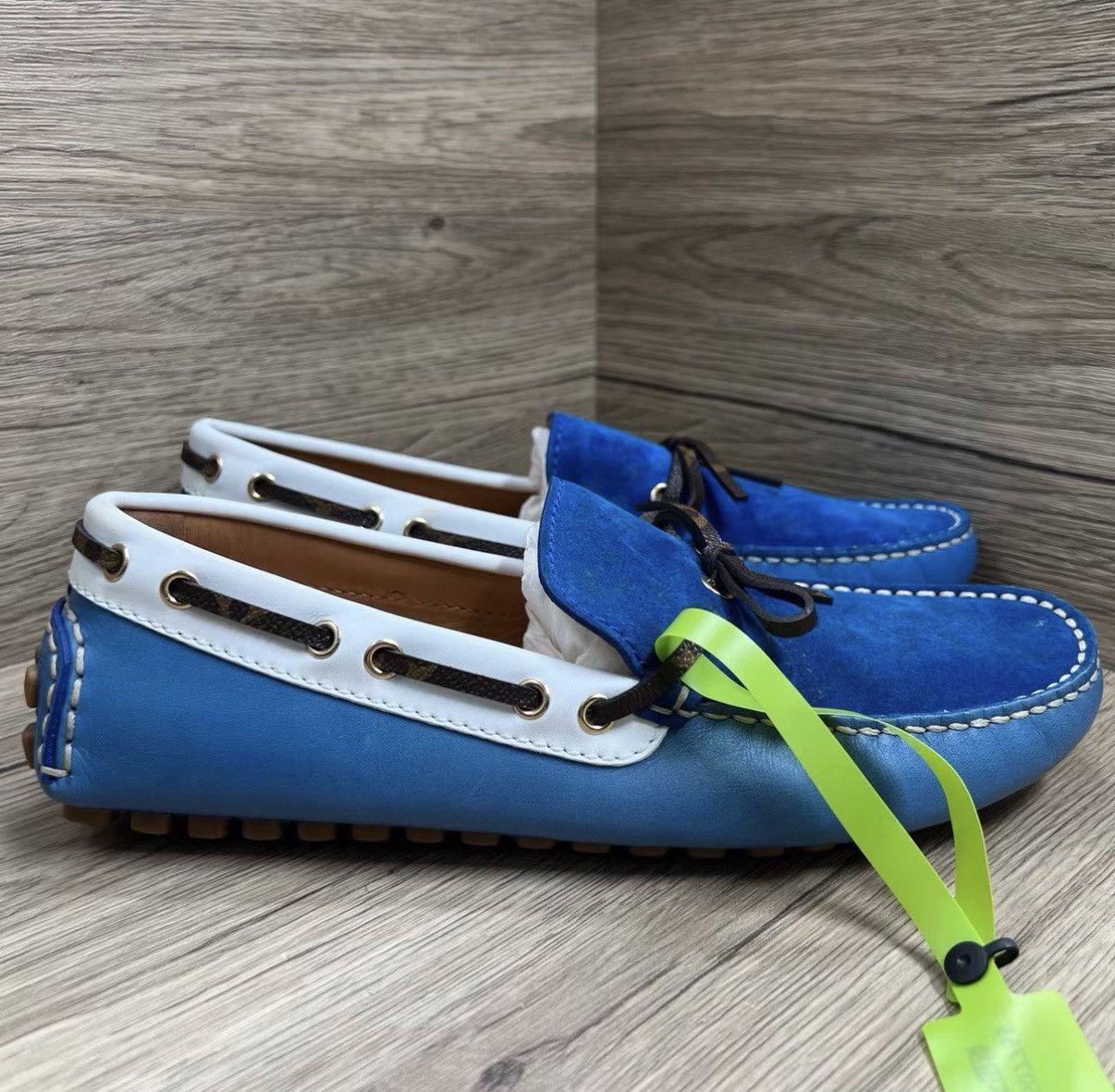 Louis Vuitton Louis Vuitton Arizona Moccasin White Blue Brown Loafers J41 Size US 8 / EU 41 - 3 Thumbnail