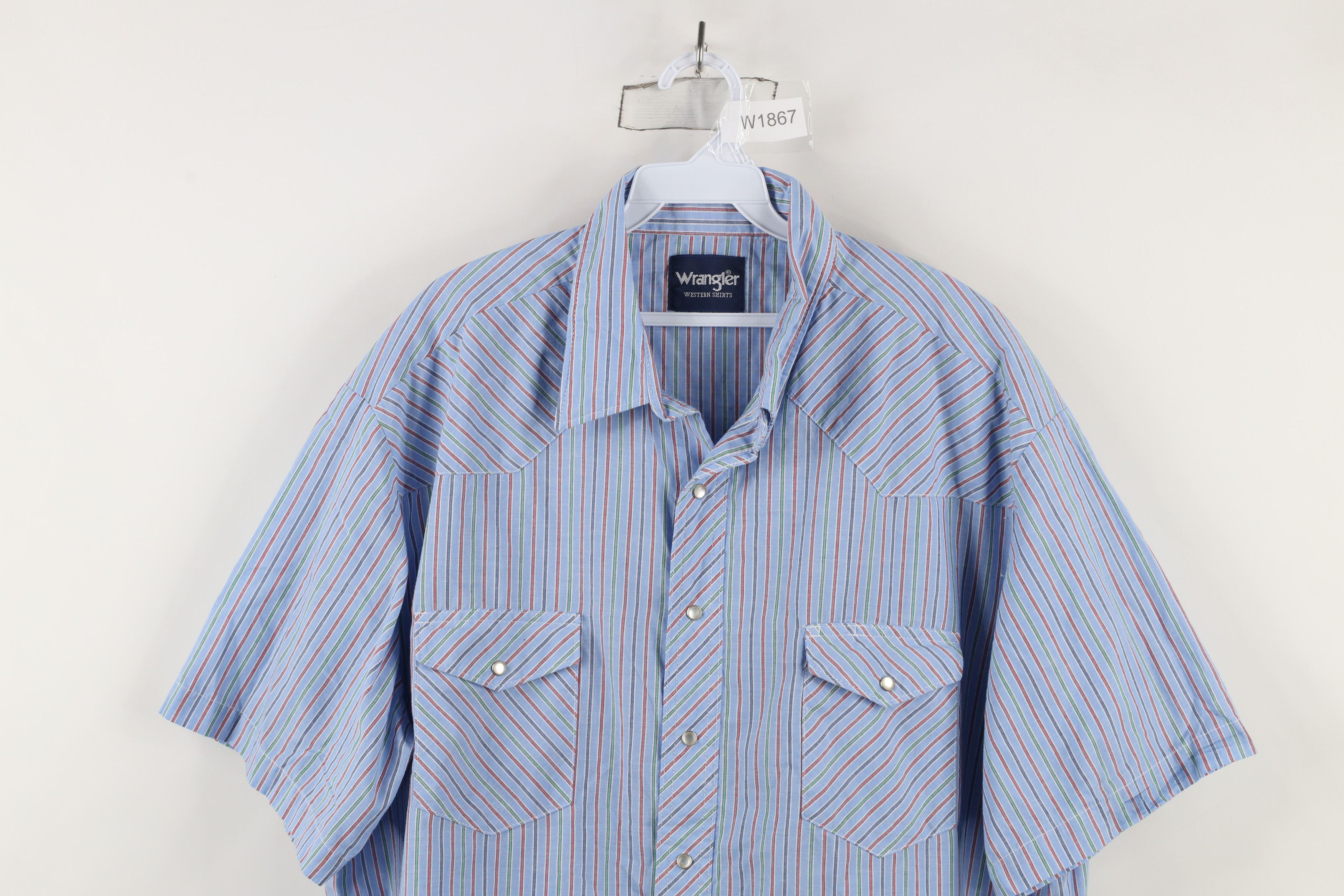 Vintage × Wrangler Vintage 90s Wrangler Striped Western Snap Button Shirt Size US XXL / EU 58 / 5 - 2 Thumbnail