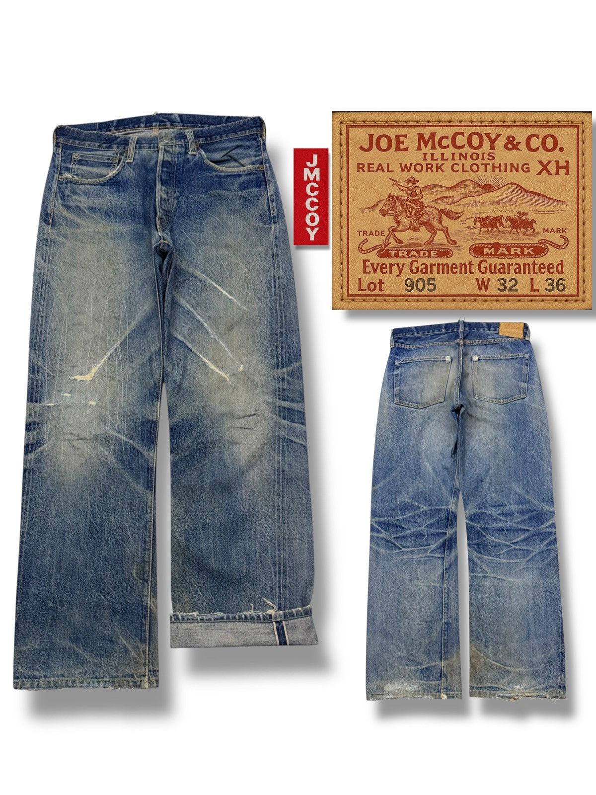 The Real McCoy's Vintage 90s Joe McCoys & Co Selvedge Denim Japan | 1940s W32 Size US 32 / EU 48 - 1 Thumbnail