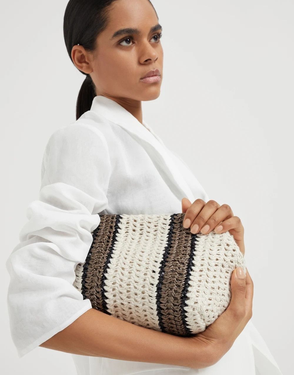 Brunello Cucinelli o1la1rc1a0425 Size: OS/Shoulder Strap Bag in White Size ONE SIZE - 3 Thumbnail