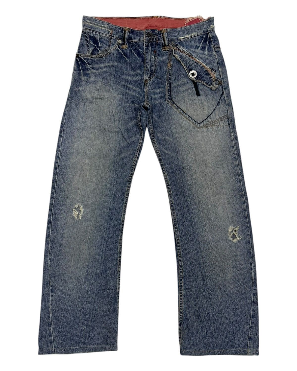 If Six Was Nine 🔥RARE TOUGH JEANS SMITH BAGGY JEANS DISTRESSED DENIM Size US 36 / EU 52 - 2 Thumbnail