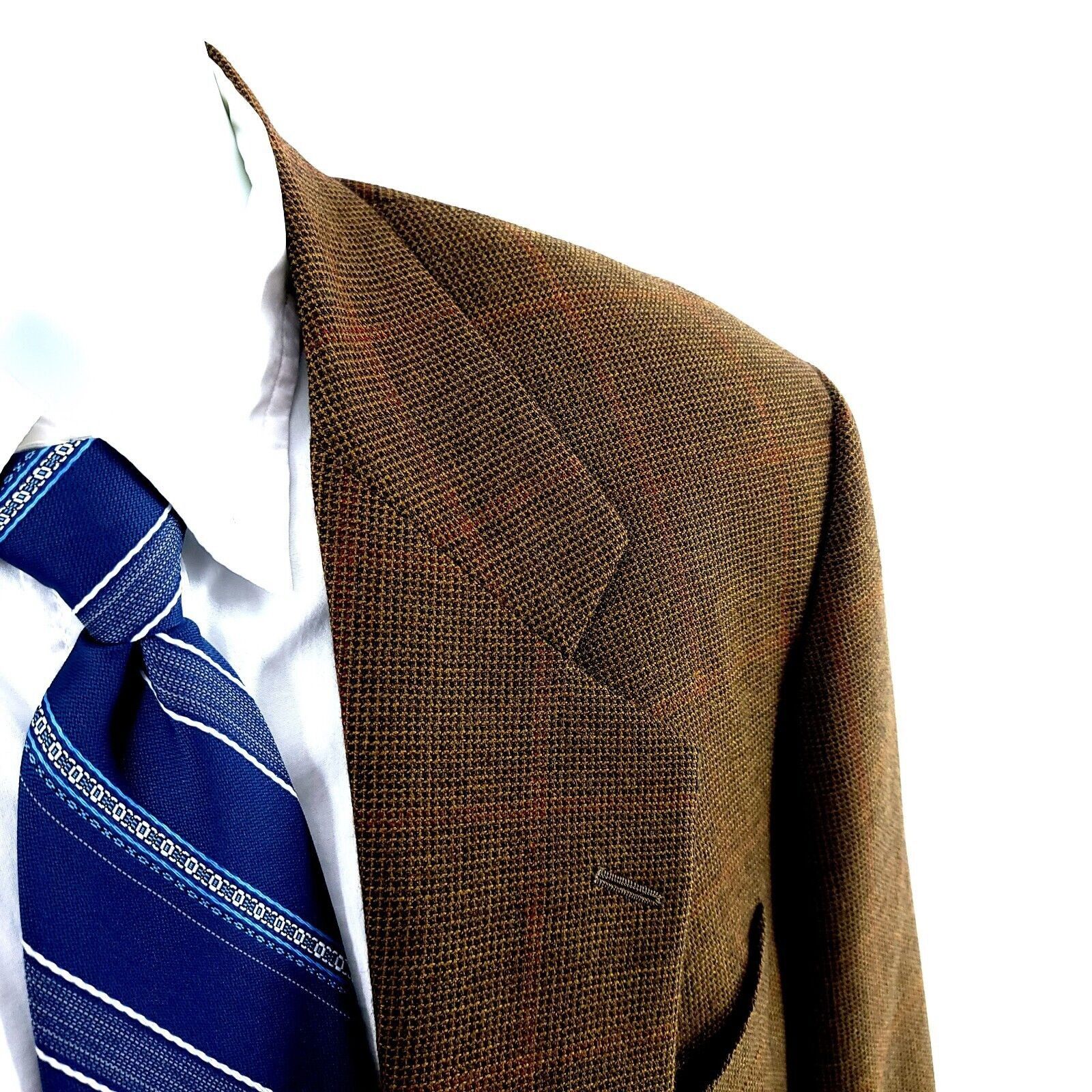 Samuelsohn Samuelsohn Super 100s Tweed Wool Cashmere Check 2 Button Spo Size 42L - 2 Thumbnail
