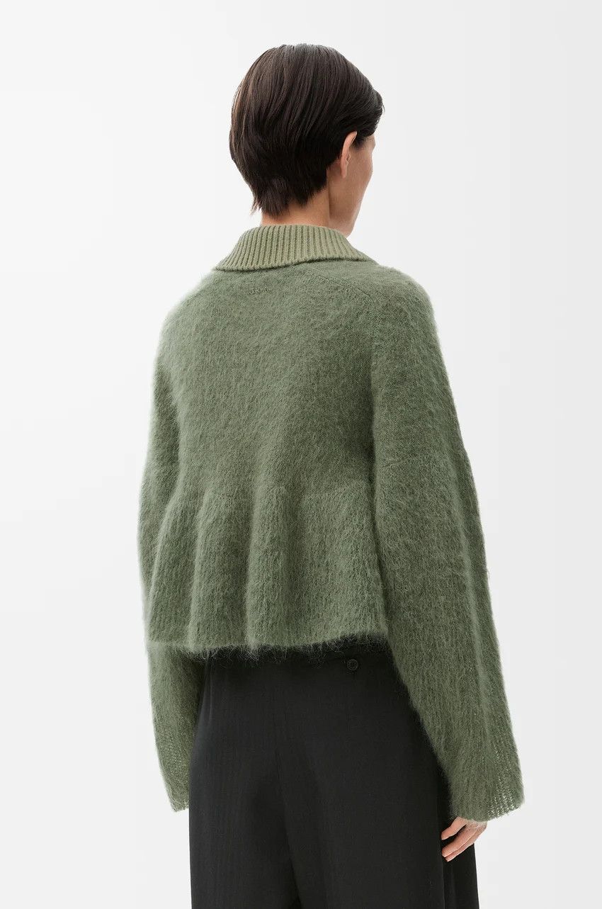 Loewe o1loc1c0525 Polo Sweater In Mohair Blend in Khaki Green Size XS / US 0-2 / IT 36-38 - 4 Thumbnail