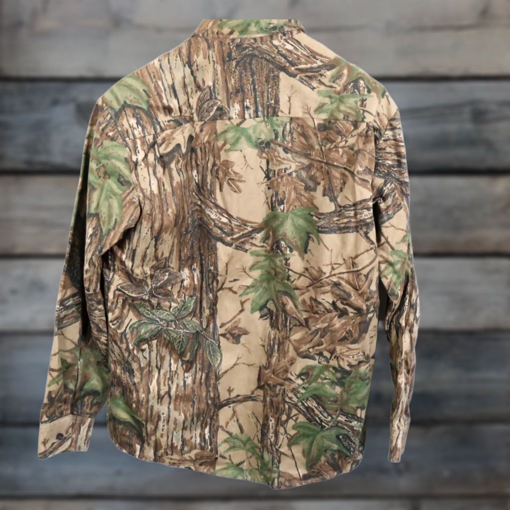 Walls VINTAGE Walls Camouflage Flannel Shirt Men's Large Tall Green Realtree Camouflage USA Made Shirt Size US L / EU 52-54 / 3 - 1 Thumbnail