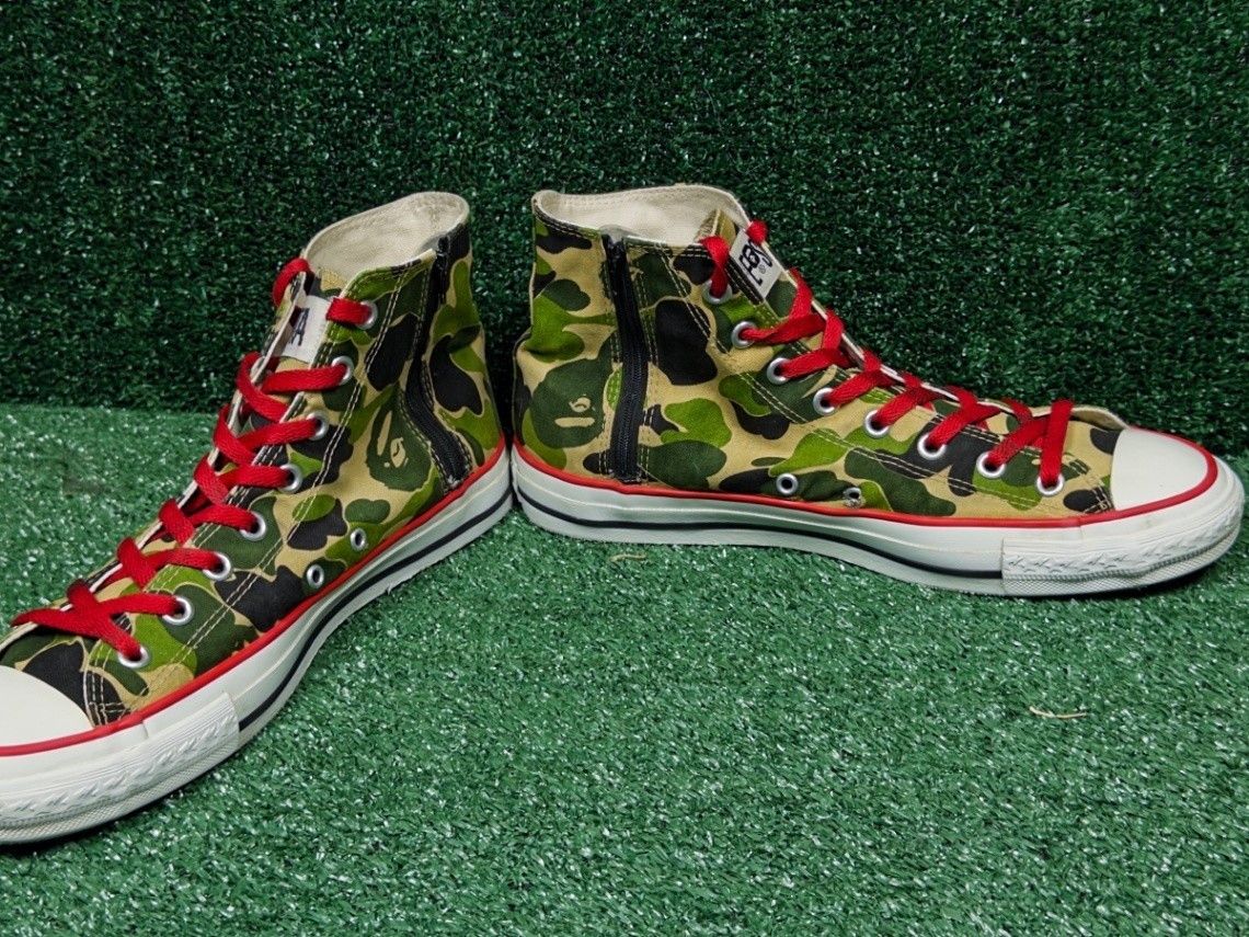 Bape A Bathing Ape Bapesta Ape Sta Geeen High top toe canvas Size US 10 / EU 43 - 3 Thumbnail