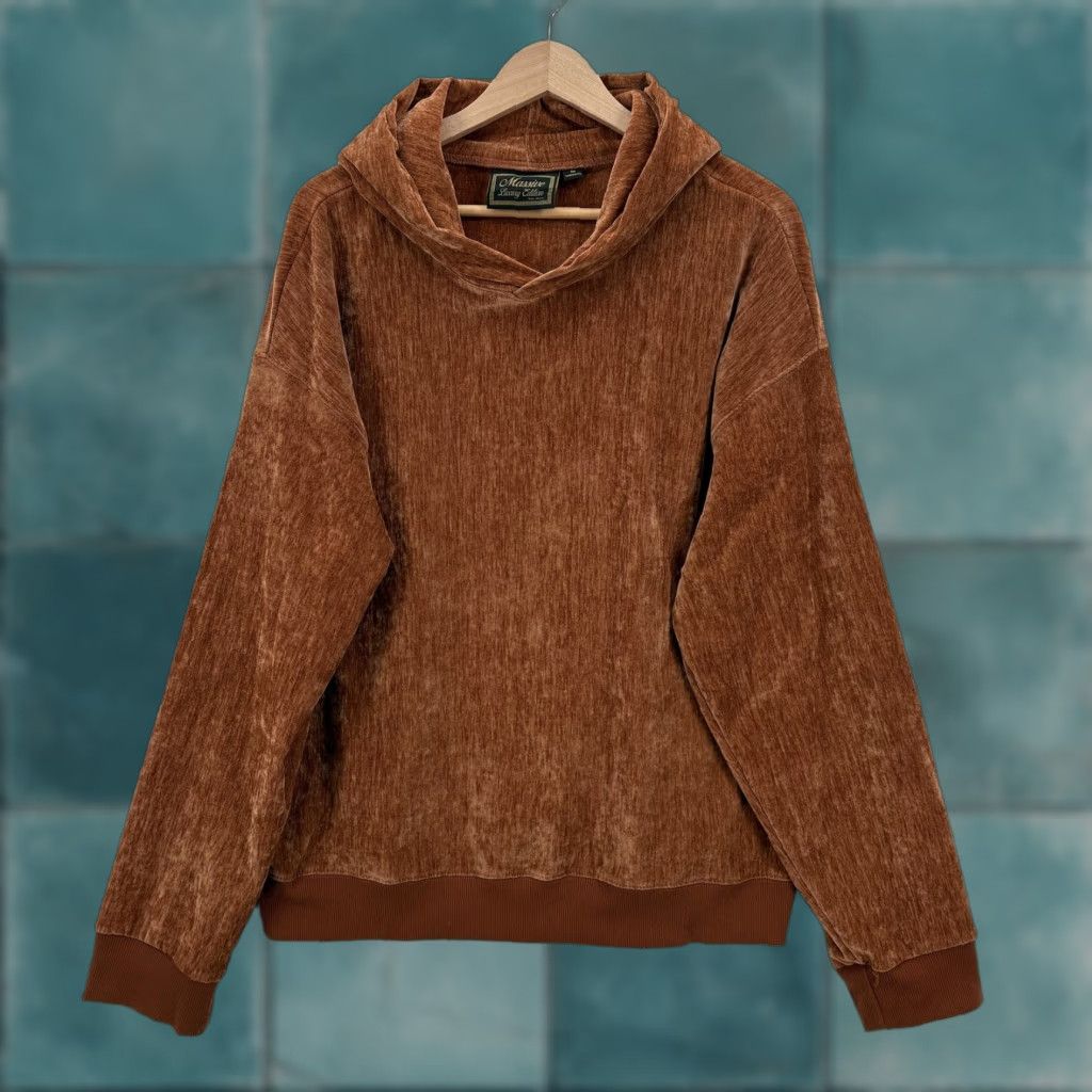 Velvet Super Massive Luxury Hoodie Mens Medium Brown Velvet Pullover Relaxed Stretch Size US M / EU 48-50 / 2 - 1 Thumbnail