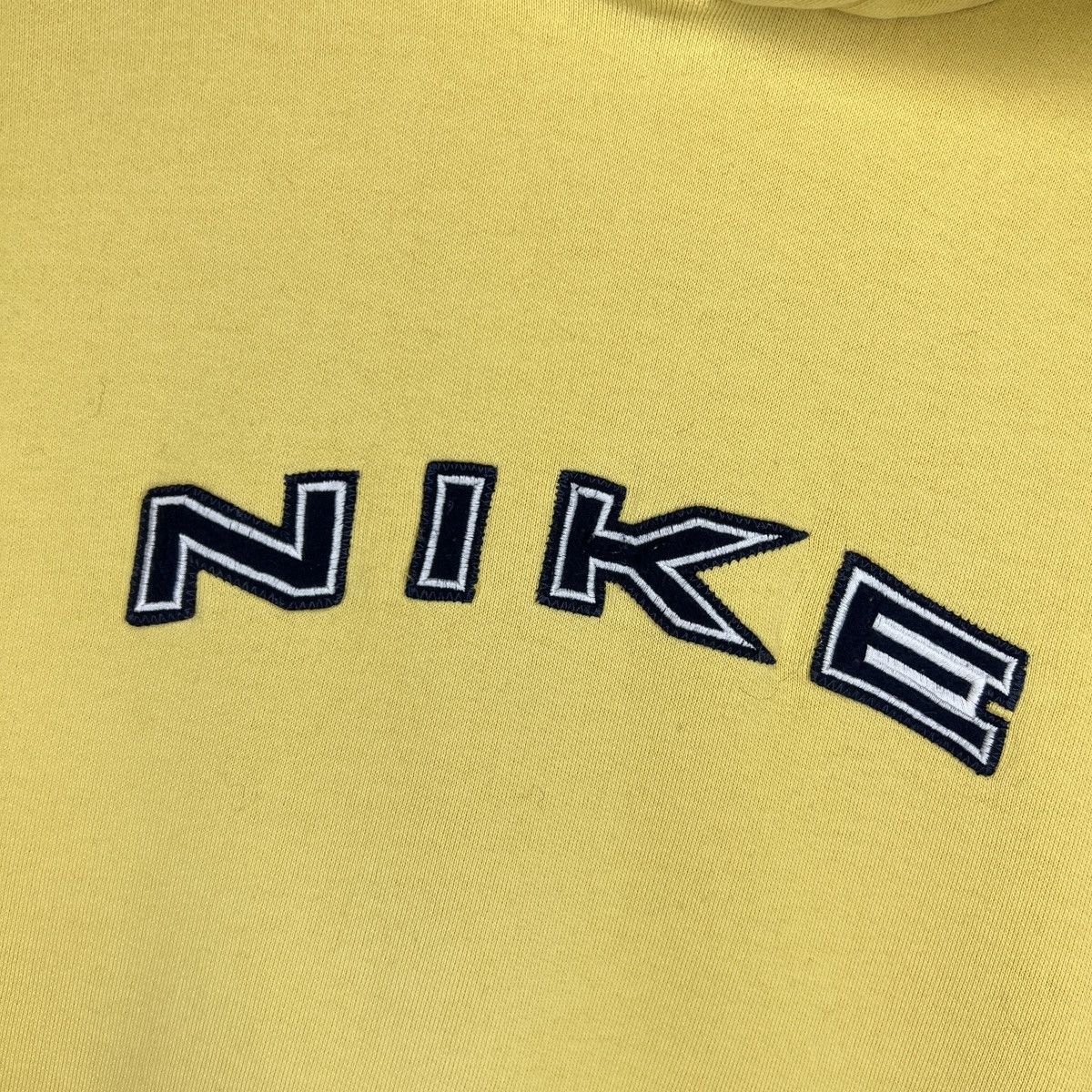 Nike × Vintage Vintage Nike Hoodie Sweatshirt Yellow Big Spellout Logo 90s Size US M / EU 48-50 / 2 - 6 Thumbnail