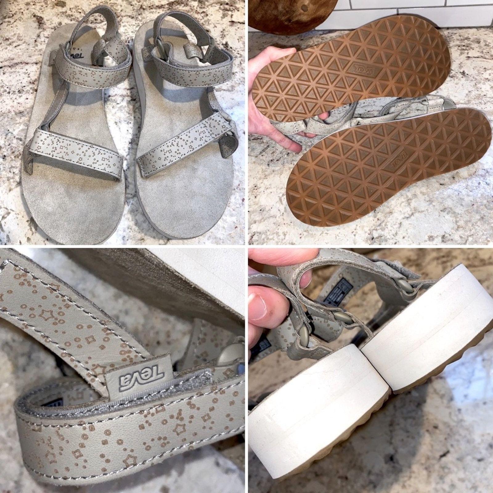 Teva TEVA Womens $116 Leather Sanborn Universal Star Sandal Gry 9 Size US 9 / IT 39 - 1 Thumbnail
