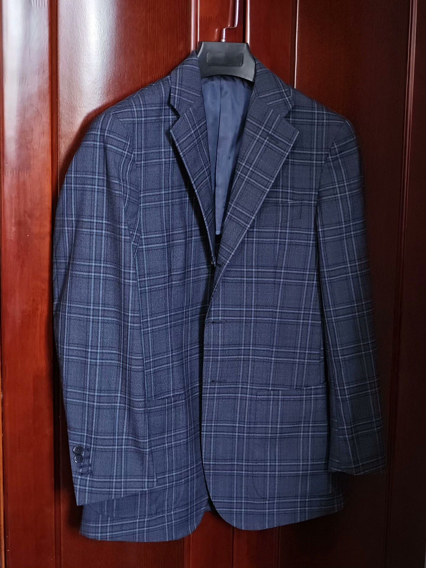Japanese Brand Custom Blue Plaid Wool Suit Jacket Size US S / EU 44-46 / 1 - 1 Thumbnail