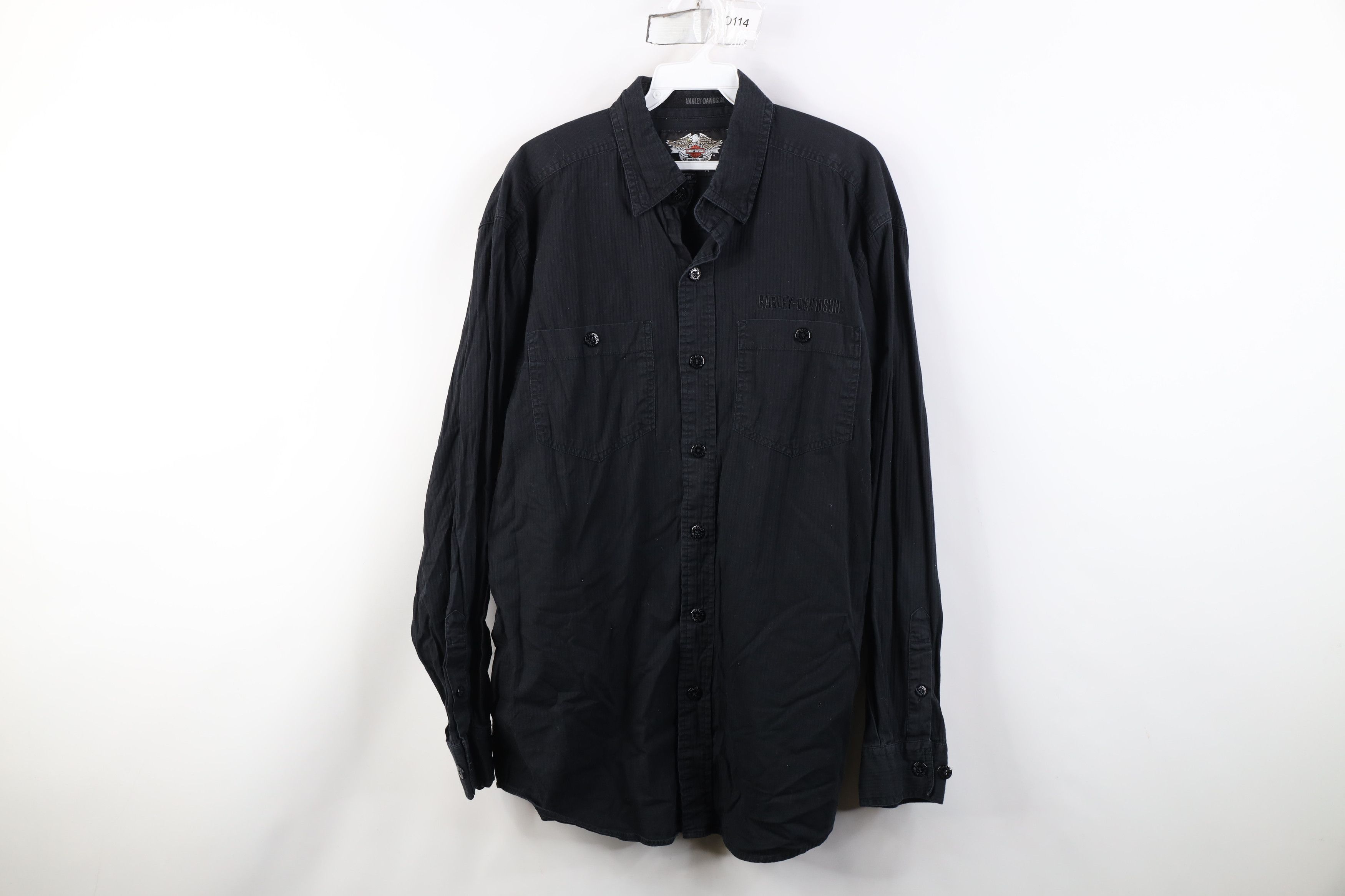 Harley Davidson Vintage Harley Davidson Spell Out Striped Button Shirt Black Size US M / EU 48-50 / 2 - 1 Thumbnail