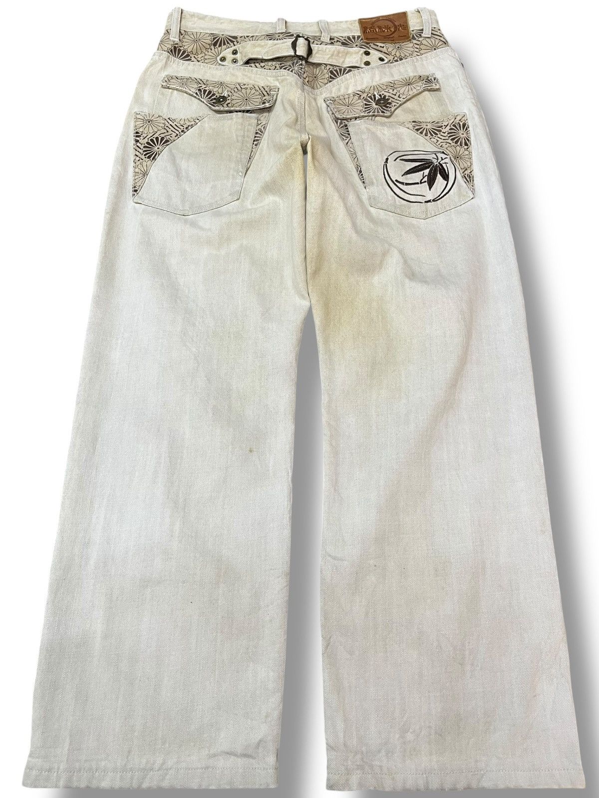 Le Grande Bleu (L.G.B.) Vintage Karakuri Tamashi Embroidery Buckle Belt Denim Size US 31 - 7 Thumbnail