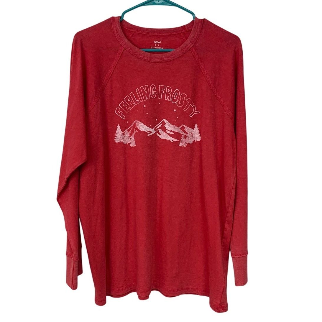 American Eagle Outfitters New Aerie Feeling Frosty Mountain Long Sleeve Crew Tee Shirt Size US S / EU 44-46 / 1 - 1 Thumbnail
