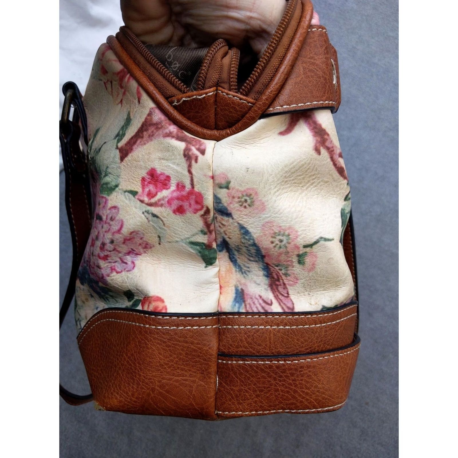 Vintage VINTAGE B.o.c Floral Tapestry Shoulder Bag Womens Brown Faux Leather Zip Purse Handbag Size ONE SIZE - 7 Thumbnail