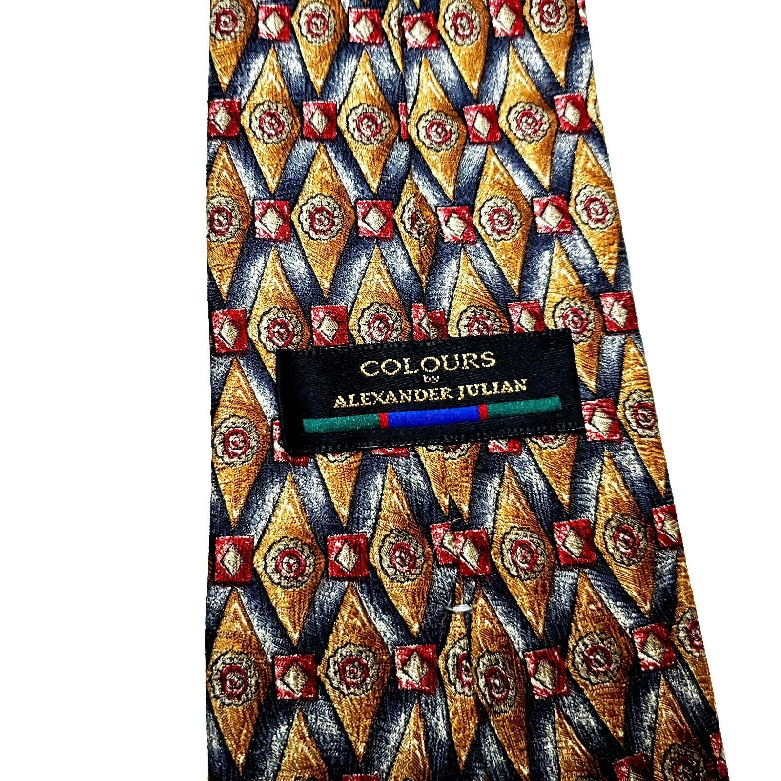 Alexander Julian Alexander Julian Colours Silk Tie Print Wide Orange Red Size ONE SIZE - 3 Thumbnail