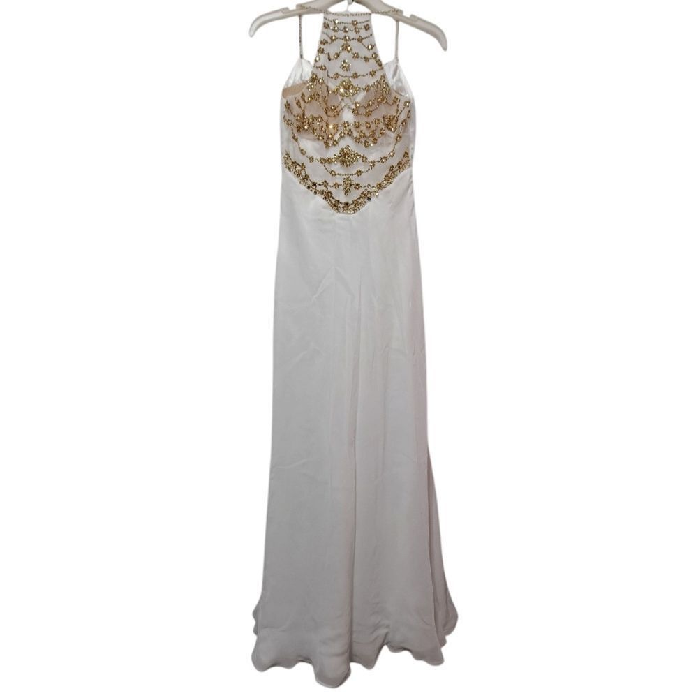 Other Dave & Johnny Embellished Rhinestones Illusion Back Long For Size XS / US 0-2 / IT 36-38 - 3 Thumbnail