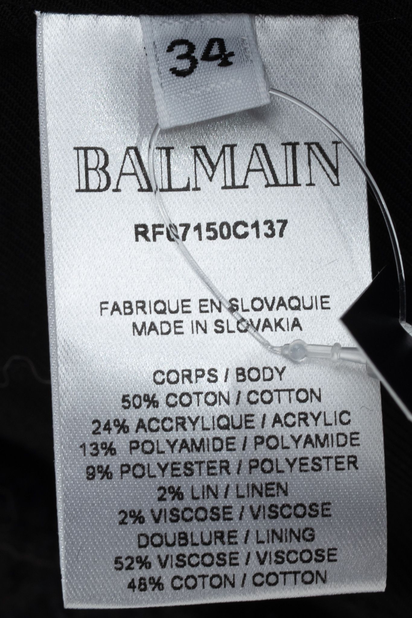Balmain Balmain SS/19 Black Cotton Tweed Double-Breasted Blazer Size XS / US 0-2 / IT 36-38 - 10 Thumbnail