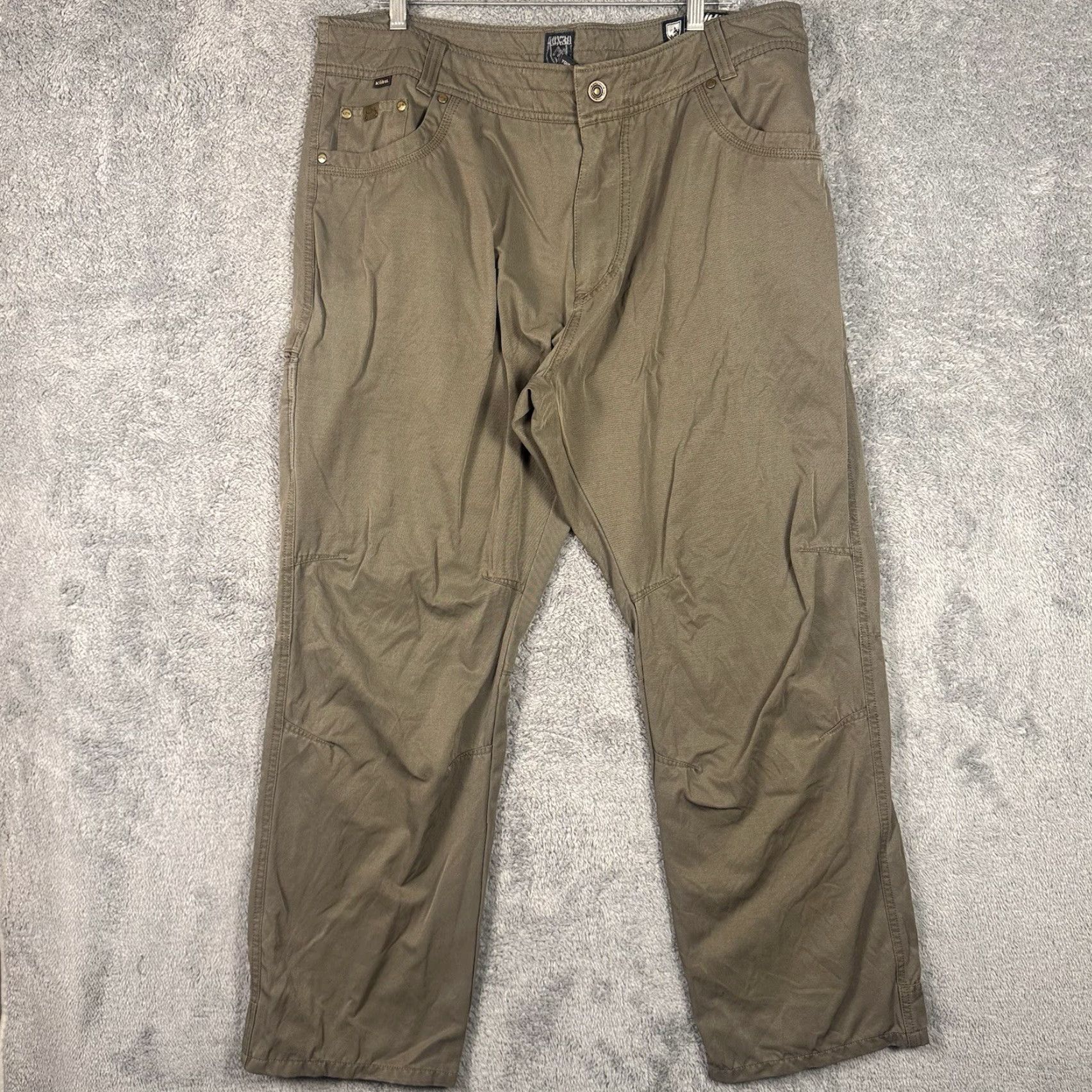 Vintage Kuhl Revolvr Mens Pants 40x30 Vintage Patina Dye Hiking Gusseted Outdoor Brown Denim Chino Straight 40 In Inseam 30 Size US 40 / EU 56 - 2 Thumbnail