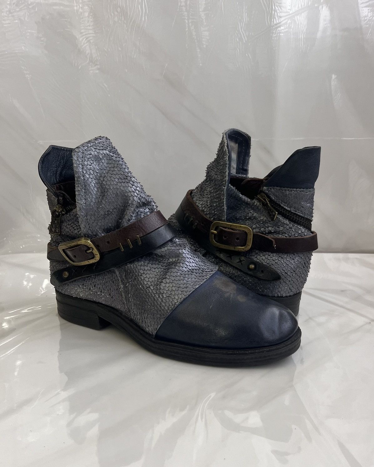 A.S.98 As 98 Airstep Zipper Boho Biker blue distressed boot Size US 8 / IT 38 - 13 Thumbnail