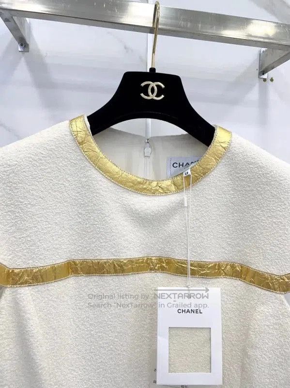 Chanel Chanel White Silk Blend Short Sleeve Dress . Size M / US 6-8 / IT 42-44 - 2 Thumbnail