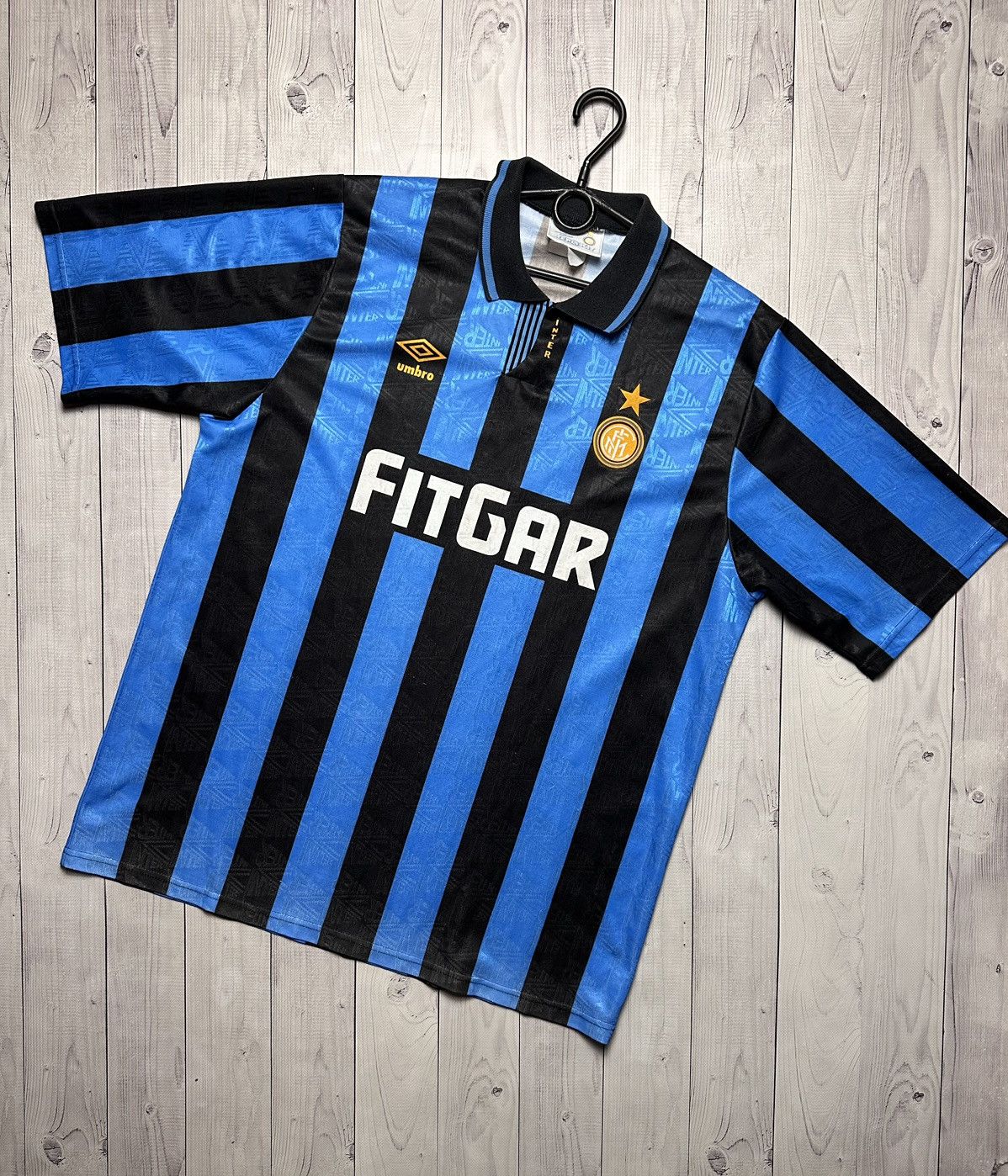 Vintage Inter Milan soccer jersey size L rare champions