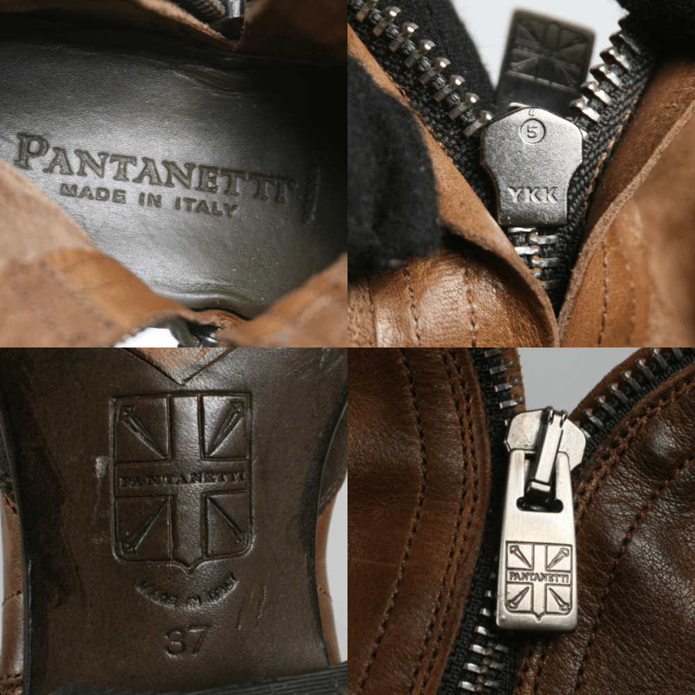 Pantanetti Biker Distressed Zip All Over Leather Boots Size US 7 / IT 37 - 10 Thumbnail