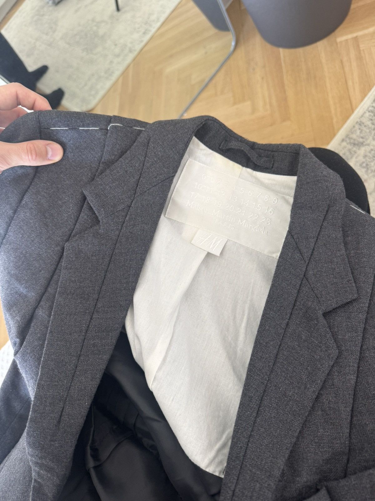 H&M × Maison Margiela Maison Martin Margiela x H&M Women Grey Wool Blazer Designer Size XS / US 0-2 / IT 36-38 - 3 Thumbnail