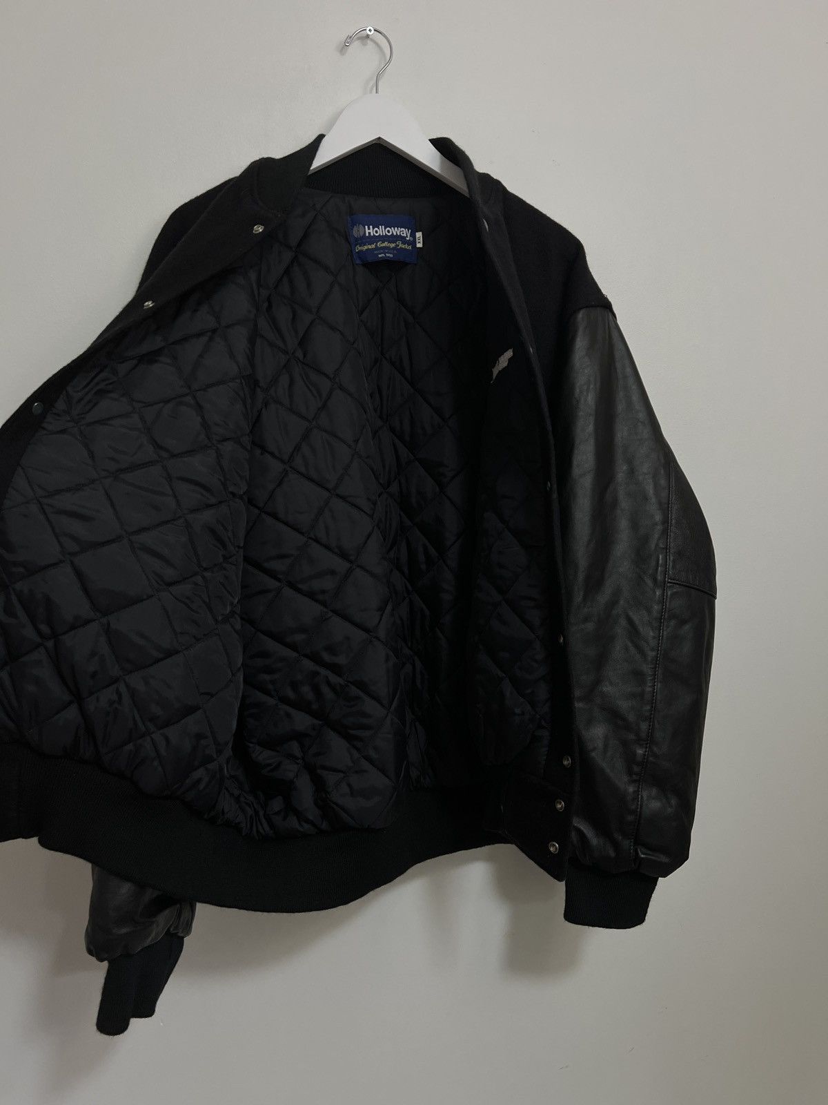Holloway × Vintage Detroit Diesel Black Leather and Wool Varsity Jacket XXL Size US XXL / EU 58 / 5 - 6 Thumbnail