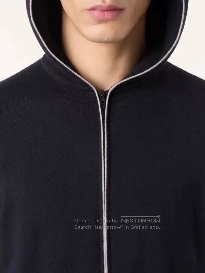 Loro Piana Loro Piana Navy blue hooded zipper knit jacket Size US M / EU 48-50 / 2 - 4 Thumbnail