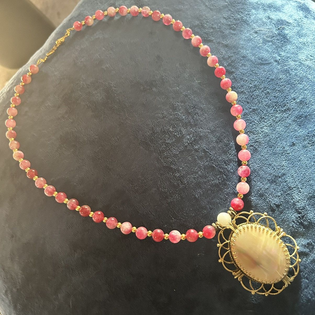 Handmade Handcrafted crackle quartz dogtooth mother of pearl necklace Size ONE SIZE - 5 Thumbnail