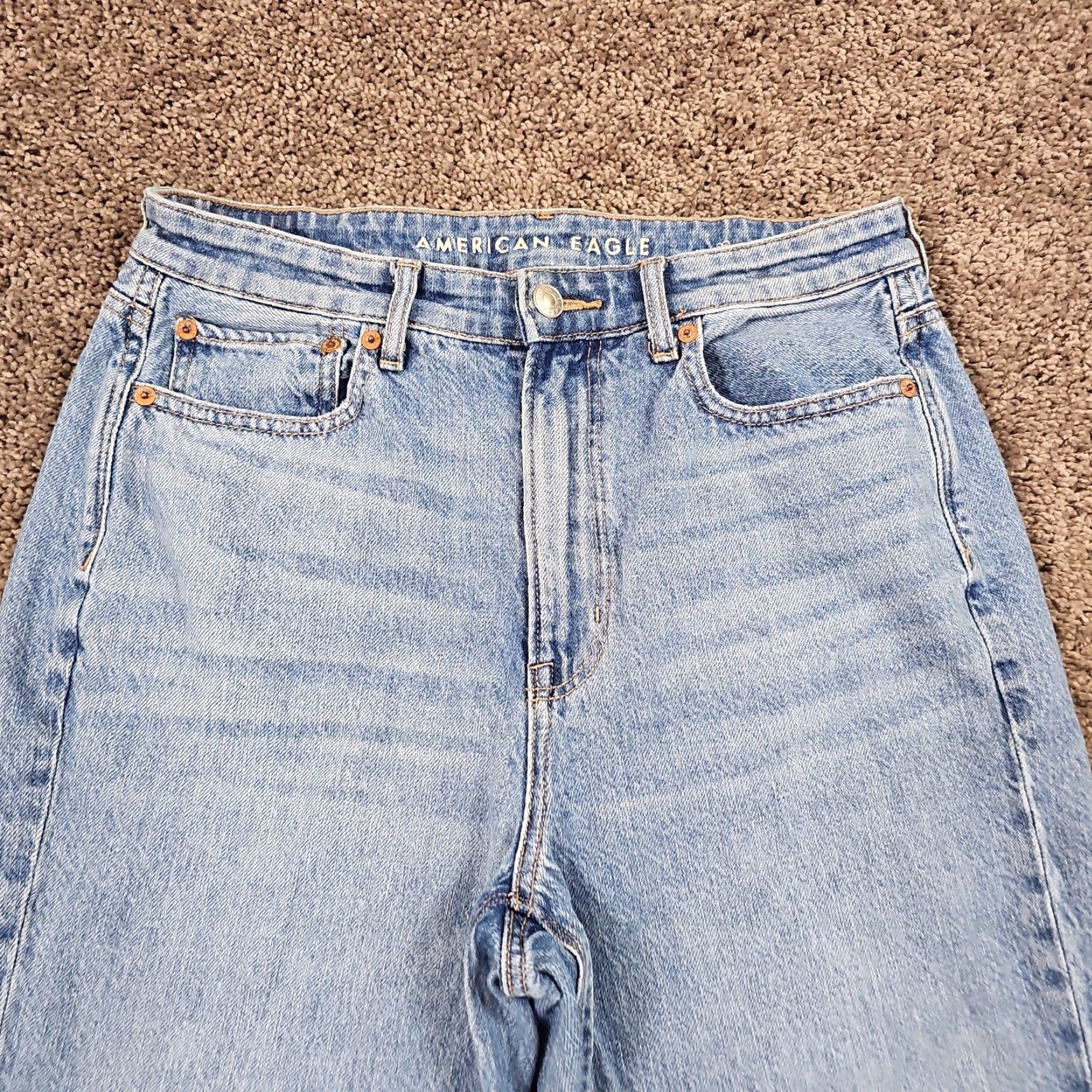 American Eagle Outfitters American Eagle Outfitters Jeans Womens 10 Flared High Rise Medium Wash Distressed 90s 27x29 Blue 100% Cotton Denim Regular Size 10 Size 32" / US 10 / IT 46 - 2 Thumbnail