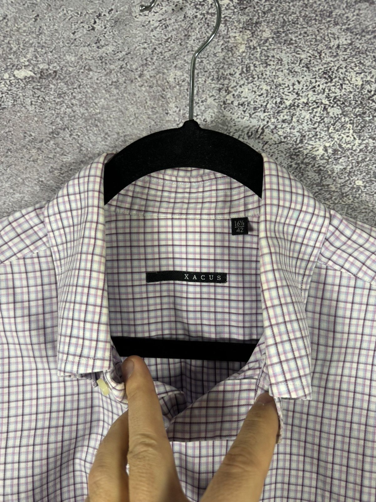 Designer × Japanese Brand × Vintage Xacus Button Shirt Madi Italy Men’s XLarge Check Collar Size US XL / EU 56 / 4 - 7 Thumbnail
