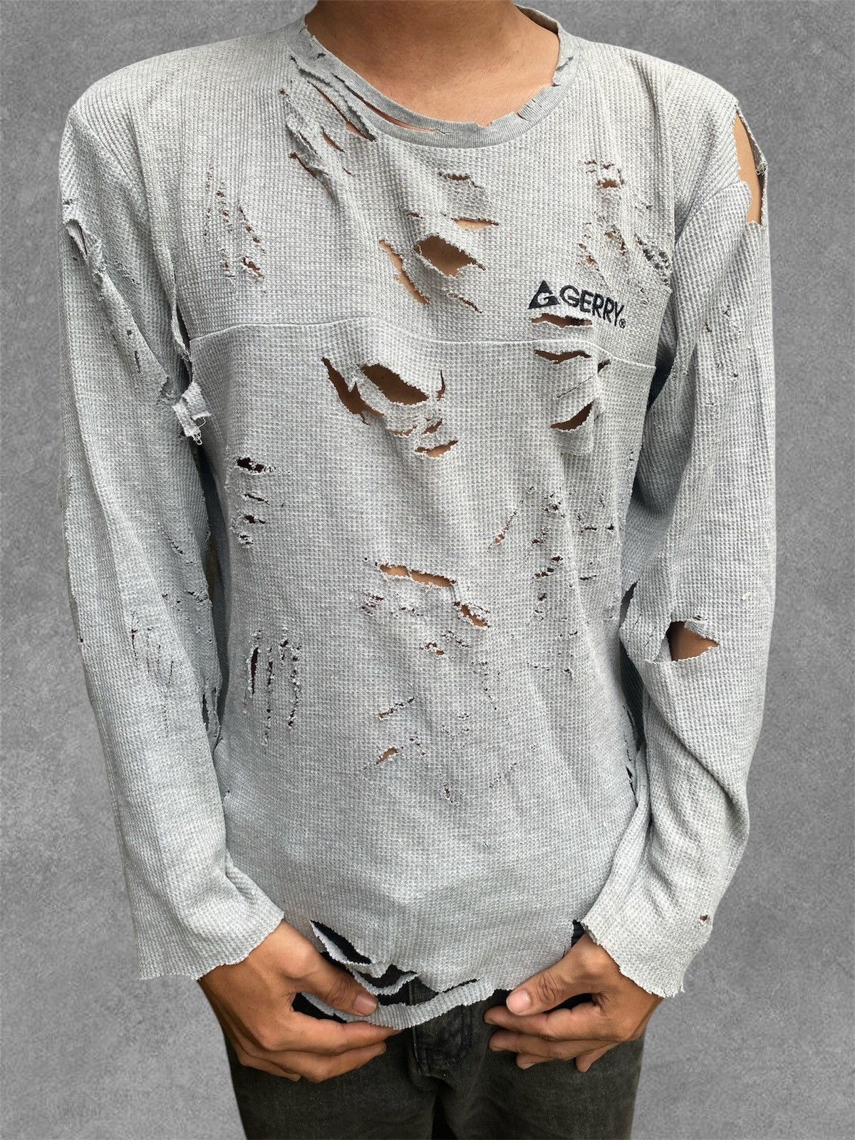 If Six Was Nine × Japanese Brand × Le Grande Bleu (L.G.B.) Longsleeve Gerry Distressed Size US L / EU 52-54 / 3 - 1 Thumbnail