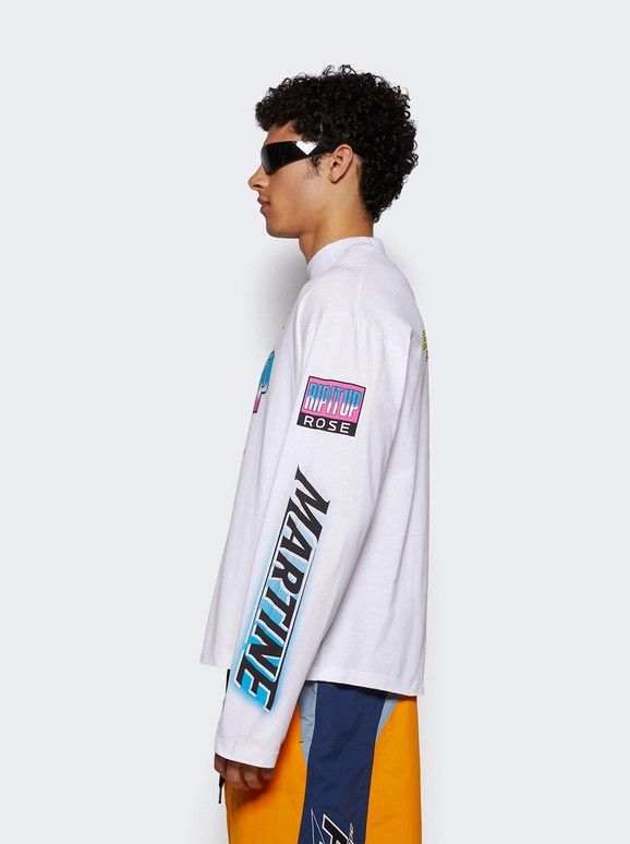 Martine Rose o1mle0226 Funnel Neck Long Sleeve T-Shirt in White Size US XL / EU 56 / 4 - 3 Thumbnail