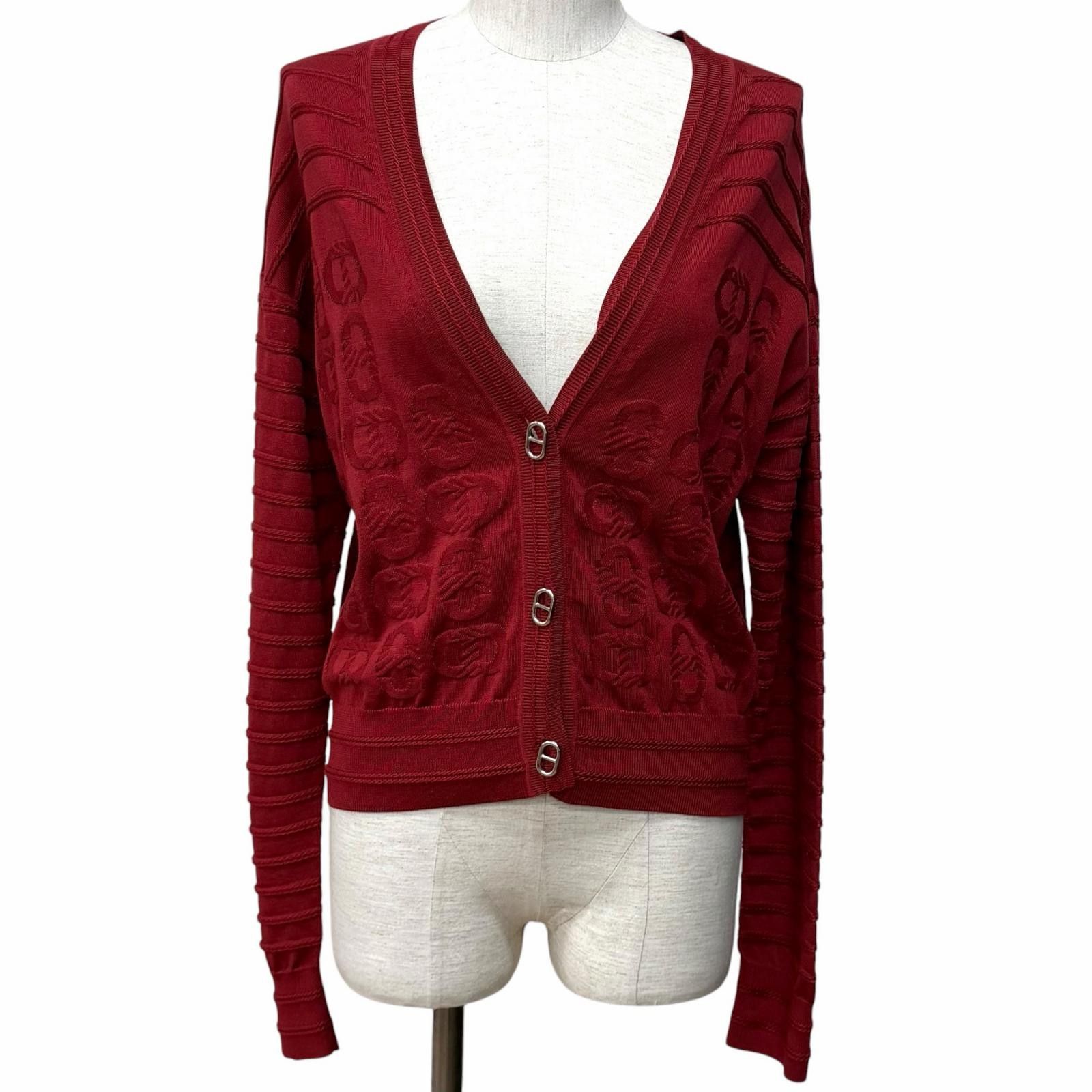 Hermes Hermes Hermes Chaine dAncre Silk Knit Cardigan Textile Tops DUTY FREE for USA Size ONE SIZE - 1 Thumbnail