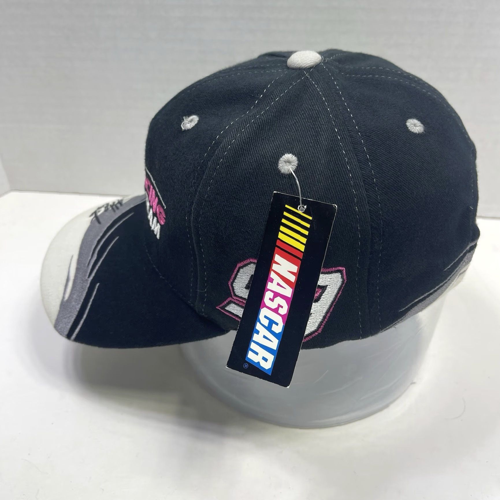 Vintage VINTAGE Checkered Flag Hat Racing Baseball Cap One Size White Jeff Burton #99 NWT Exide Batteries Roush Racing Mens Size ONE SIZE - 3 Thumbnail
