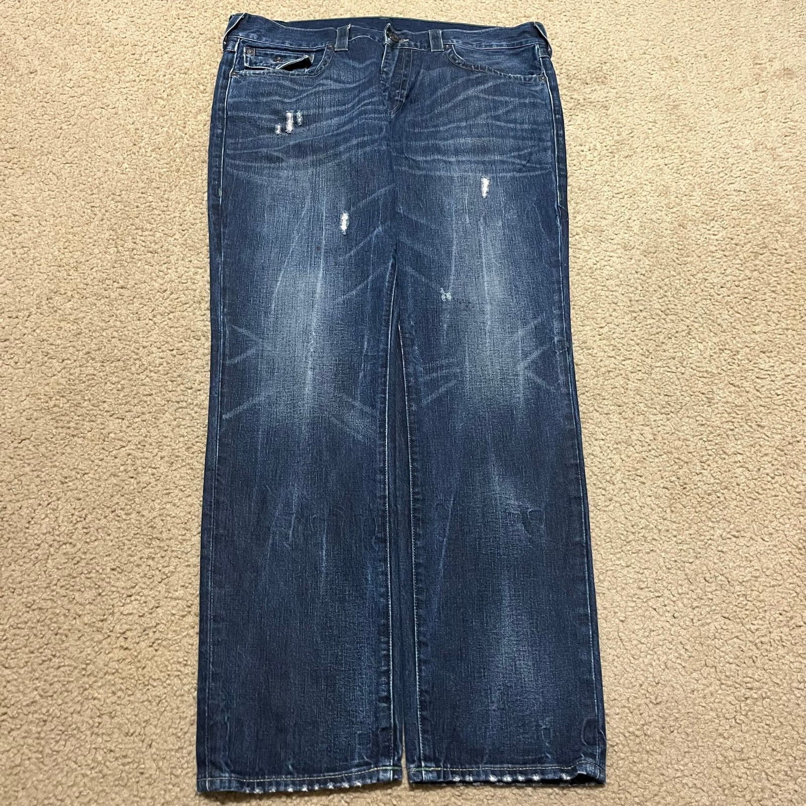 True Religion Y2K True Religion Ricky Super T Distressed Dark Wash Jeans Size US 40 / EU 56 - 2 Thumbnail