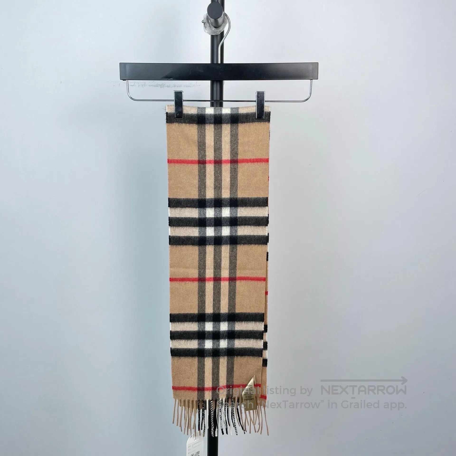 Burberry Burberry Brown Plaid Cashmere Fringe Scarf| Size ONE SIZE - 2 Thumbnail